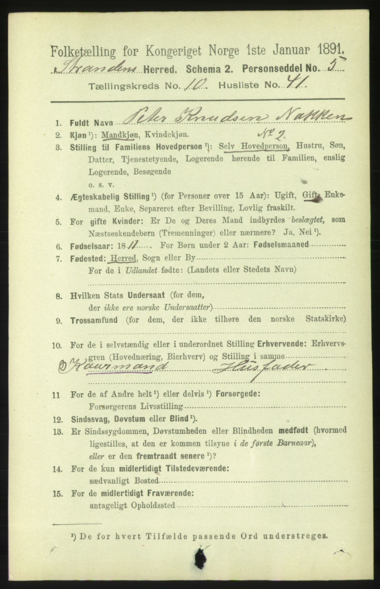 RA, 1891 census for 1525 Stranda, 1891, p. 2454