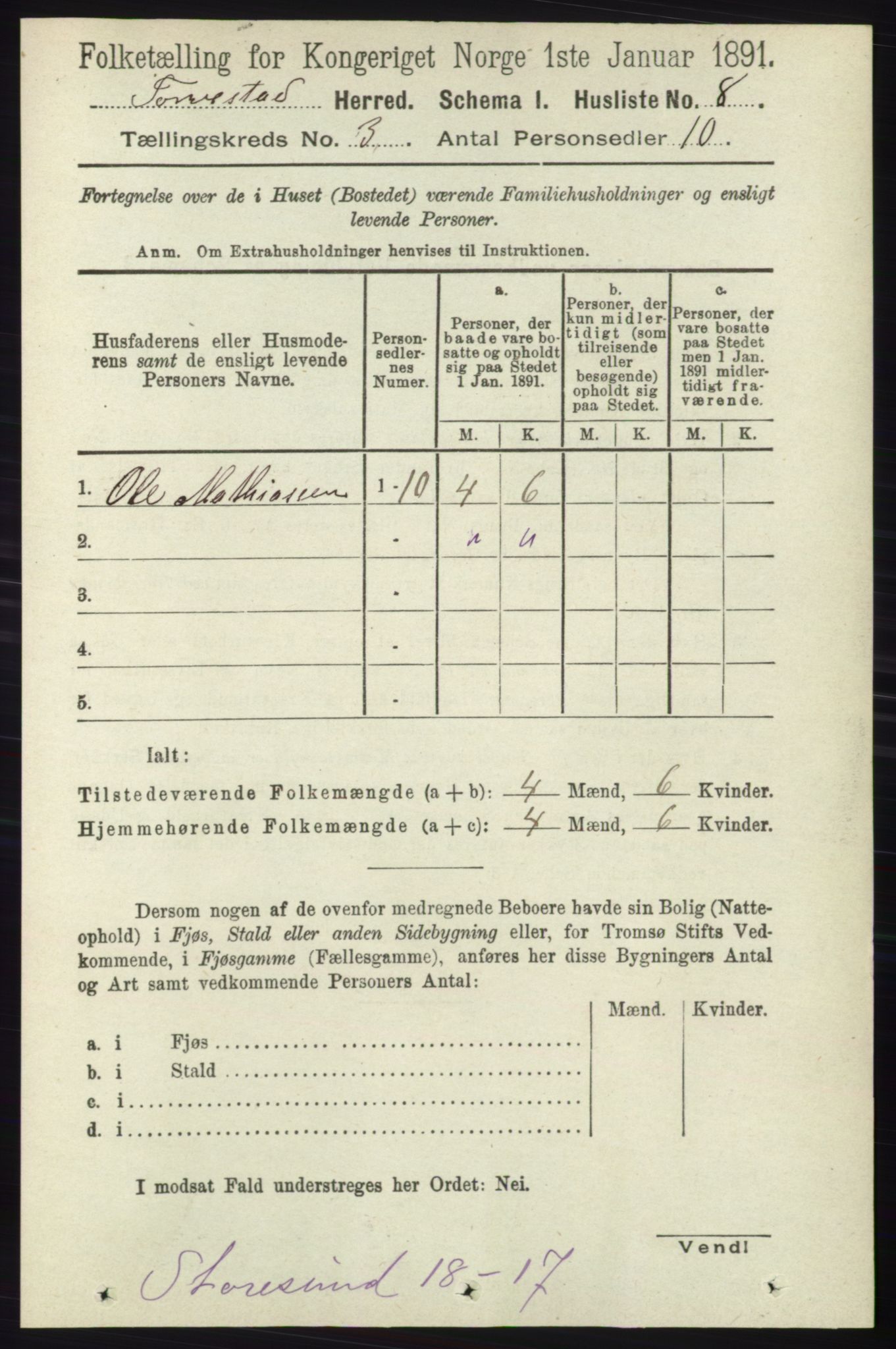 RA, 1891 census for 1152 Torvastad, 1891, p. 878