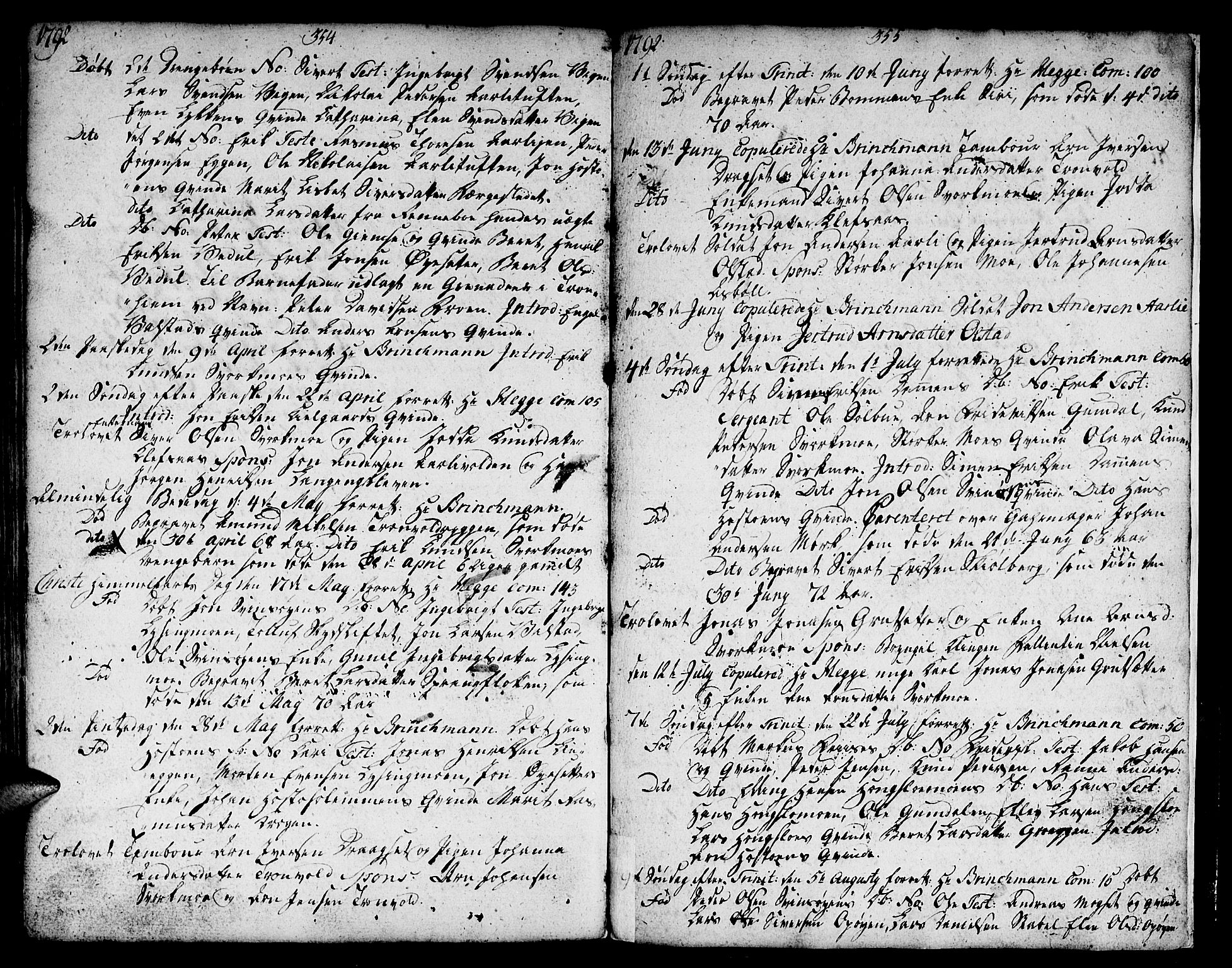 Ministerialprotokoller, klokkerbøker og fødselsregistre - Sør-Trøndelag, SAT/A-1456/671/L0840: Parish register (official) no. 671A02, 1756-1794, p. 354-355