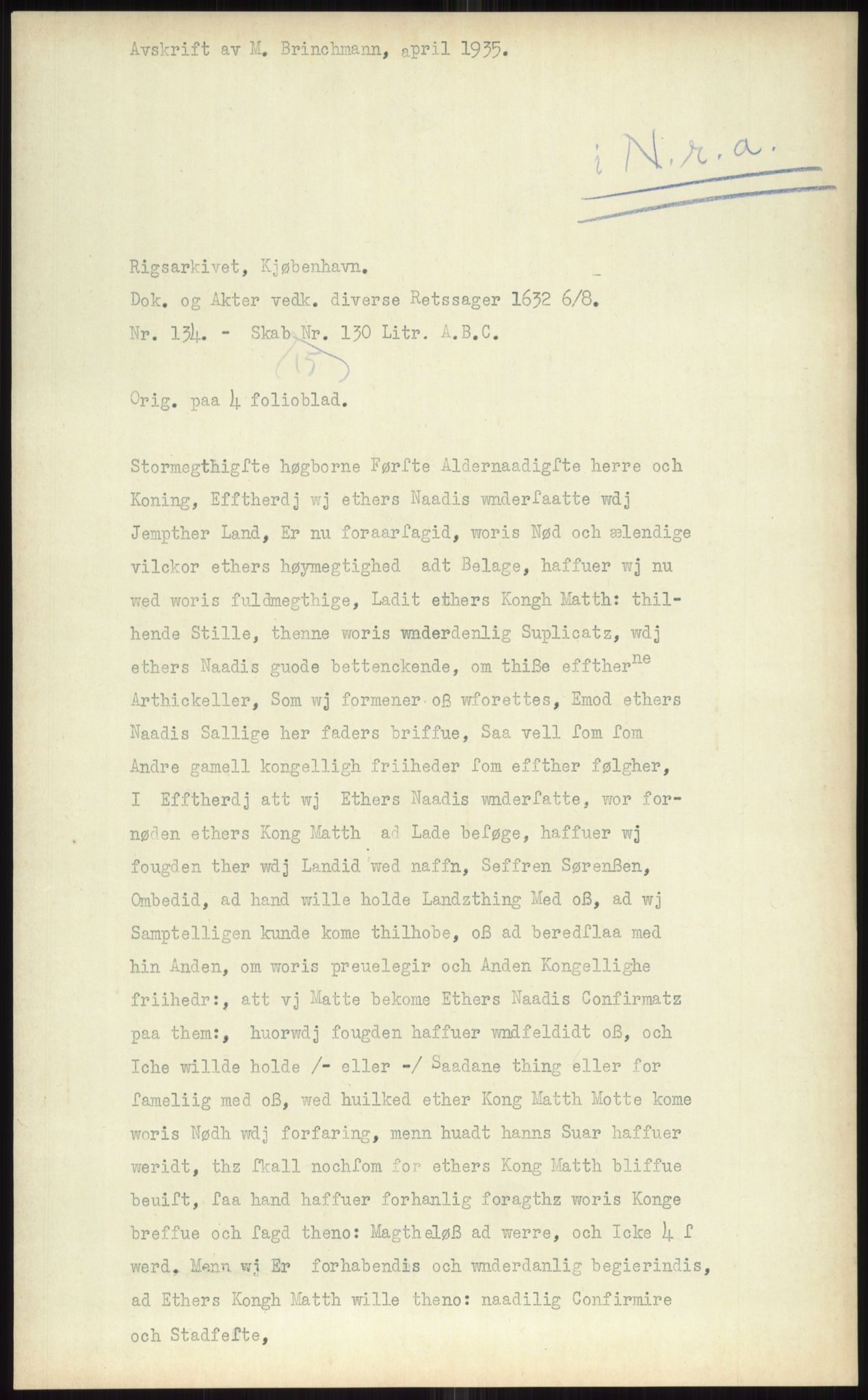 Samlinger til kildeutgivelse, Diplomavskriftsamlingen, AV/RA-EA-4053/H/Ha, p. 3405