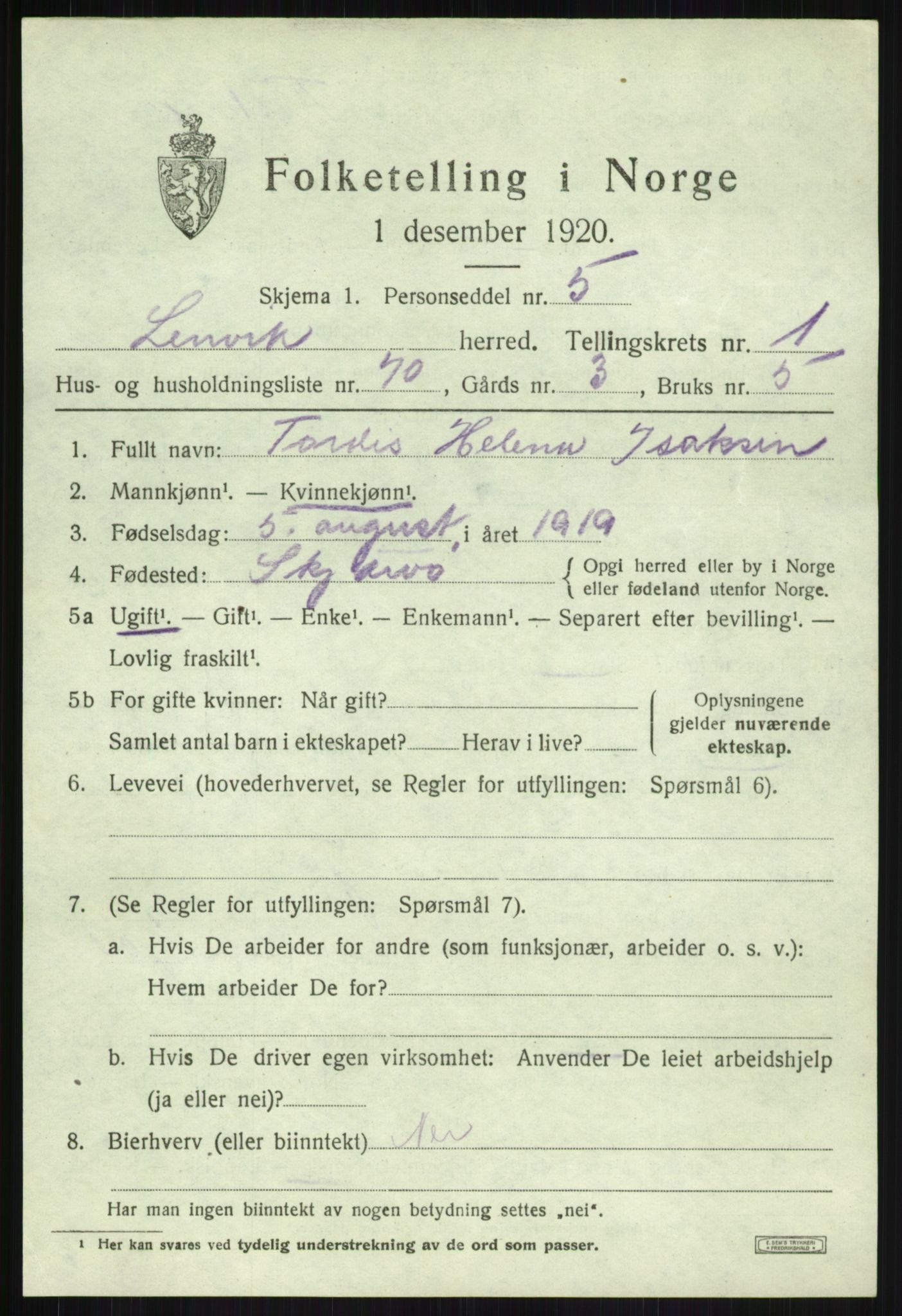 SATØ, 1920 census for Lenvik, 1920, p. 2784