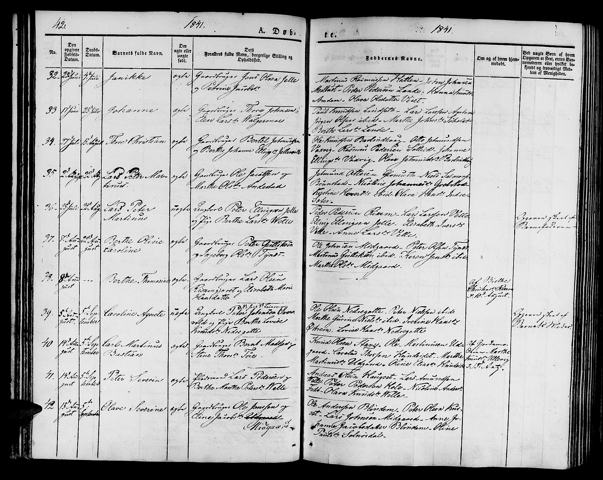 Ministerialprotokoller, klokkerbøker og fødselsregistre - Møre og Romsdal, AV/SAT-A-1454/522/L0311: Parish register (official) no. 522A06, 1832-1842, p. 42