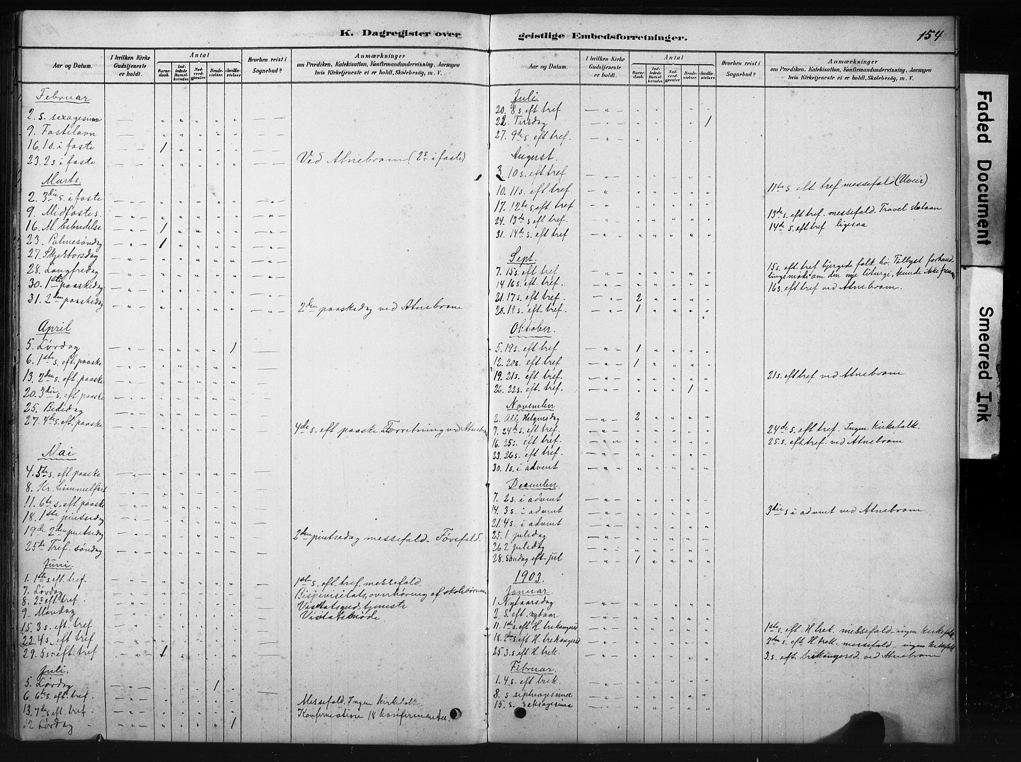 Sollia prestekontor, AV/SAH-PREST-050/H/Ha/Hab/L0002: Parish register (copy) no. 2, 1880-1933, p. 154