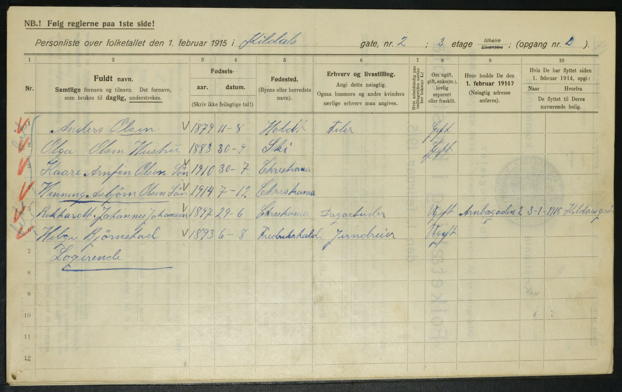 OBA, Municipal Census 1915 for Kristiania, 1915, p. 49047