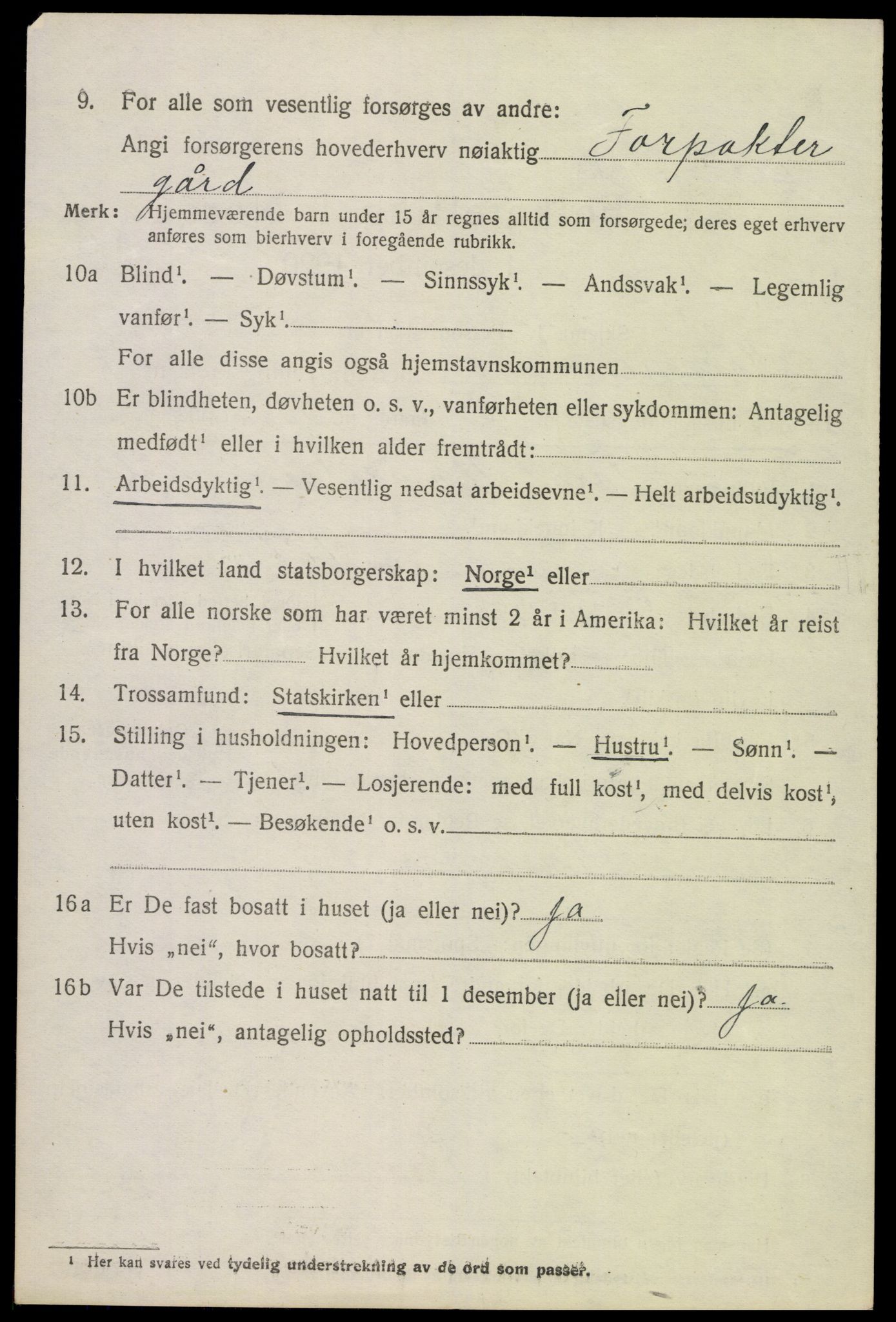SAK, 1920 census for Hornnes, 1920, p. 1764