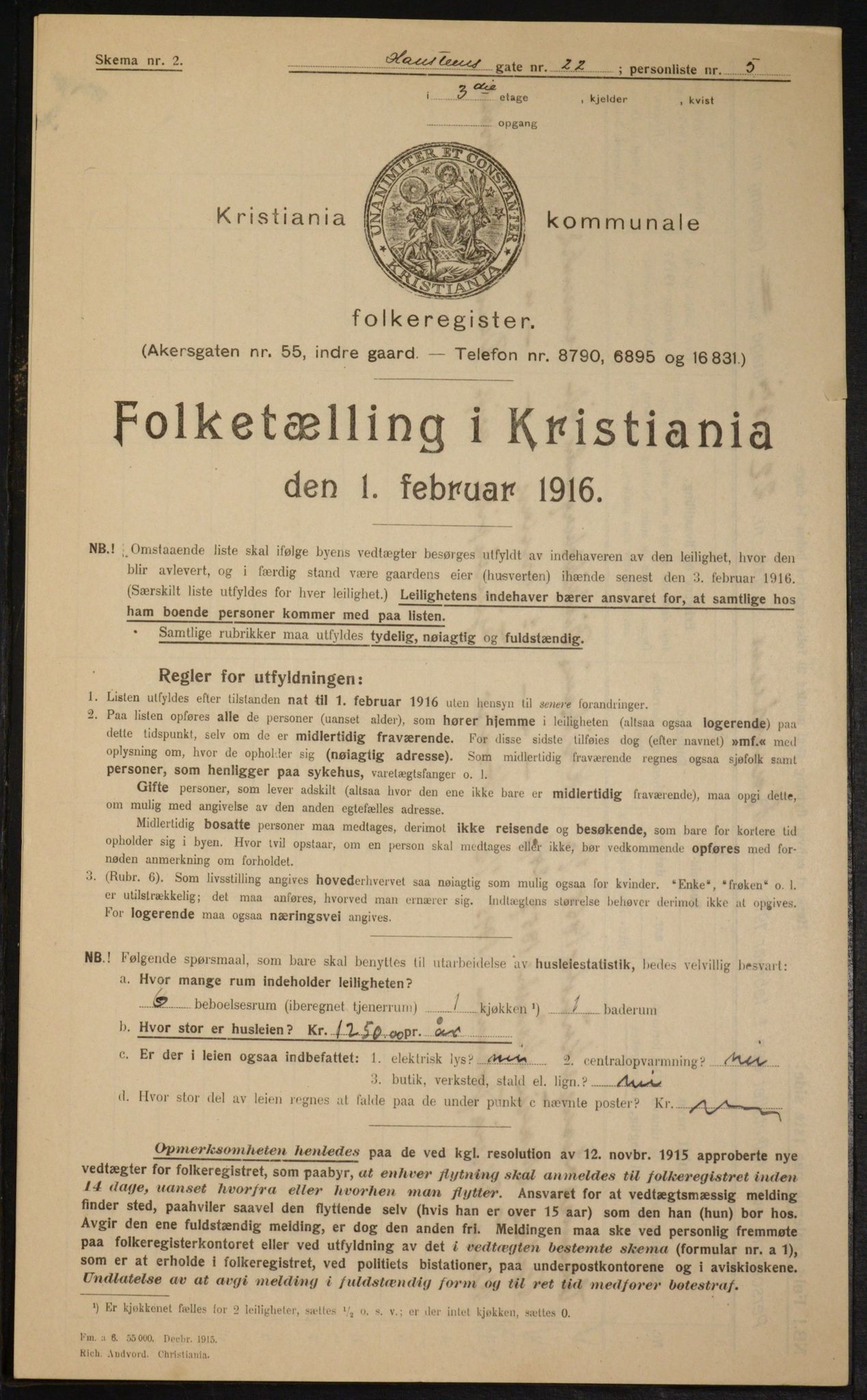 OBA, Municipal Census 1916 for Kristiania, 1916, p. 35620