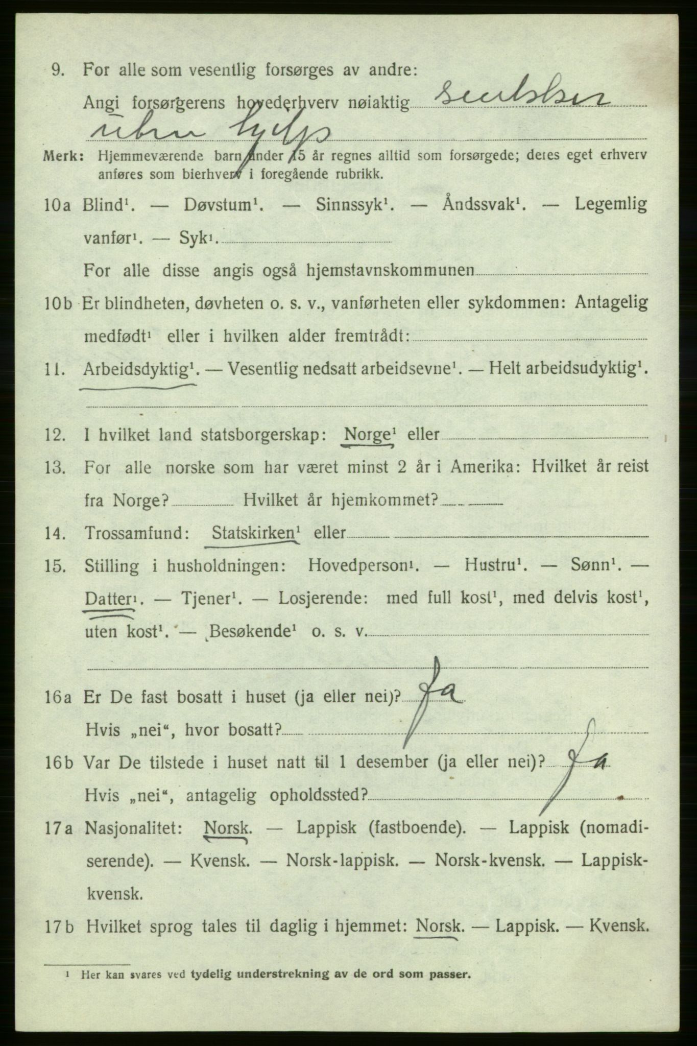 SATØ, 1920 census for Kjelvik, 1920, p. 2188