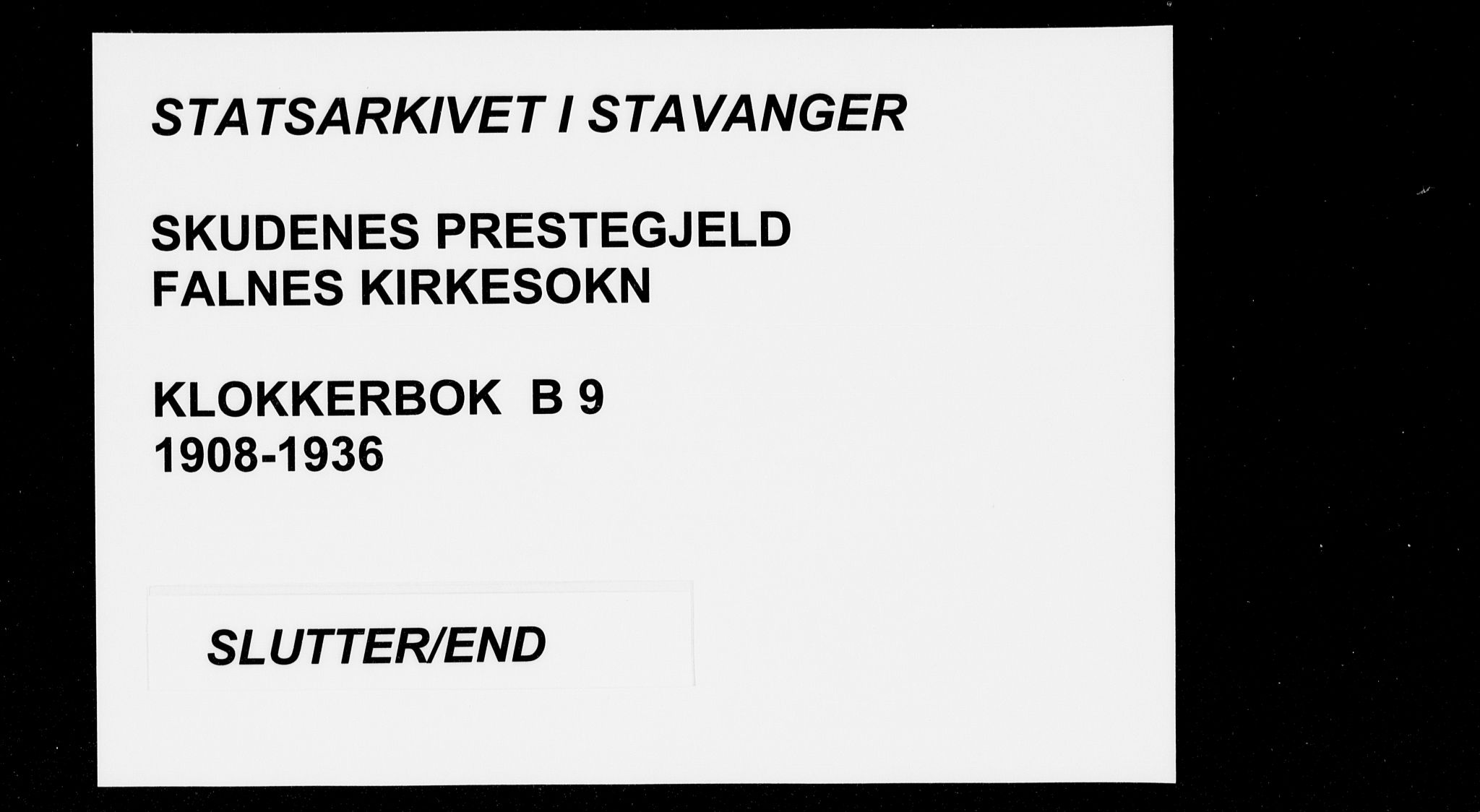 Skudenes sokneprestkontor, AV/SAST-A -101849/H/Ha/Hab/L0009: Parish register (copy) no. B 9, 1908-1936