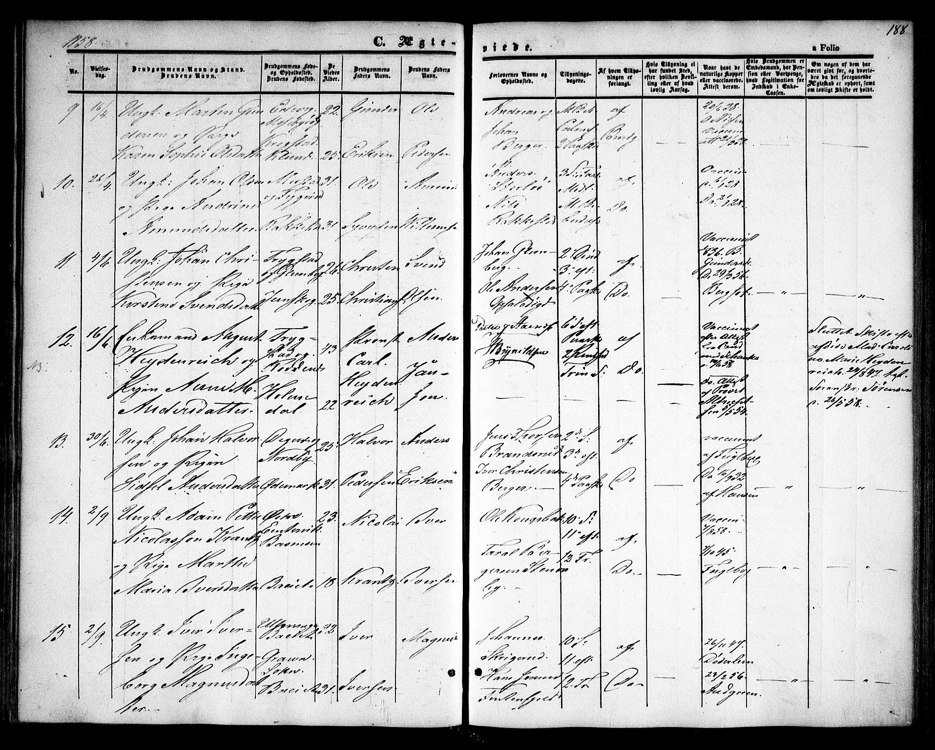 Rødenes prestekontor Kirkebøker, SAO/A-2005/F/Fa/L0006: Parish register (official) no. I 6, 1850-1859, p. 188