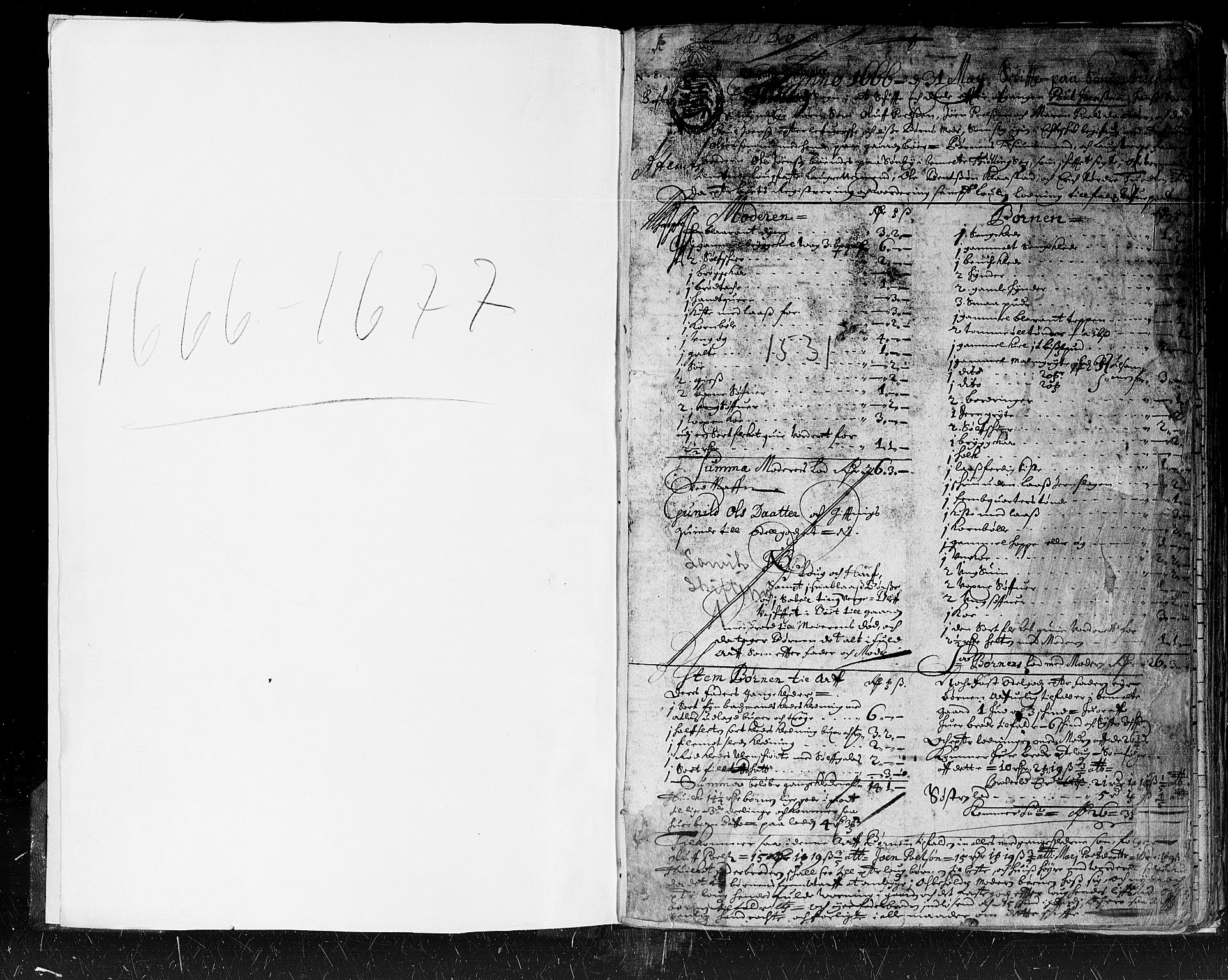 Larvik sorenskriveri, AV/SAKO-A-83/H/Hd/Hda/L0001: Skifteprotokoll, 1666-1677, p. 1a