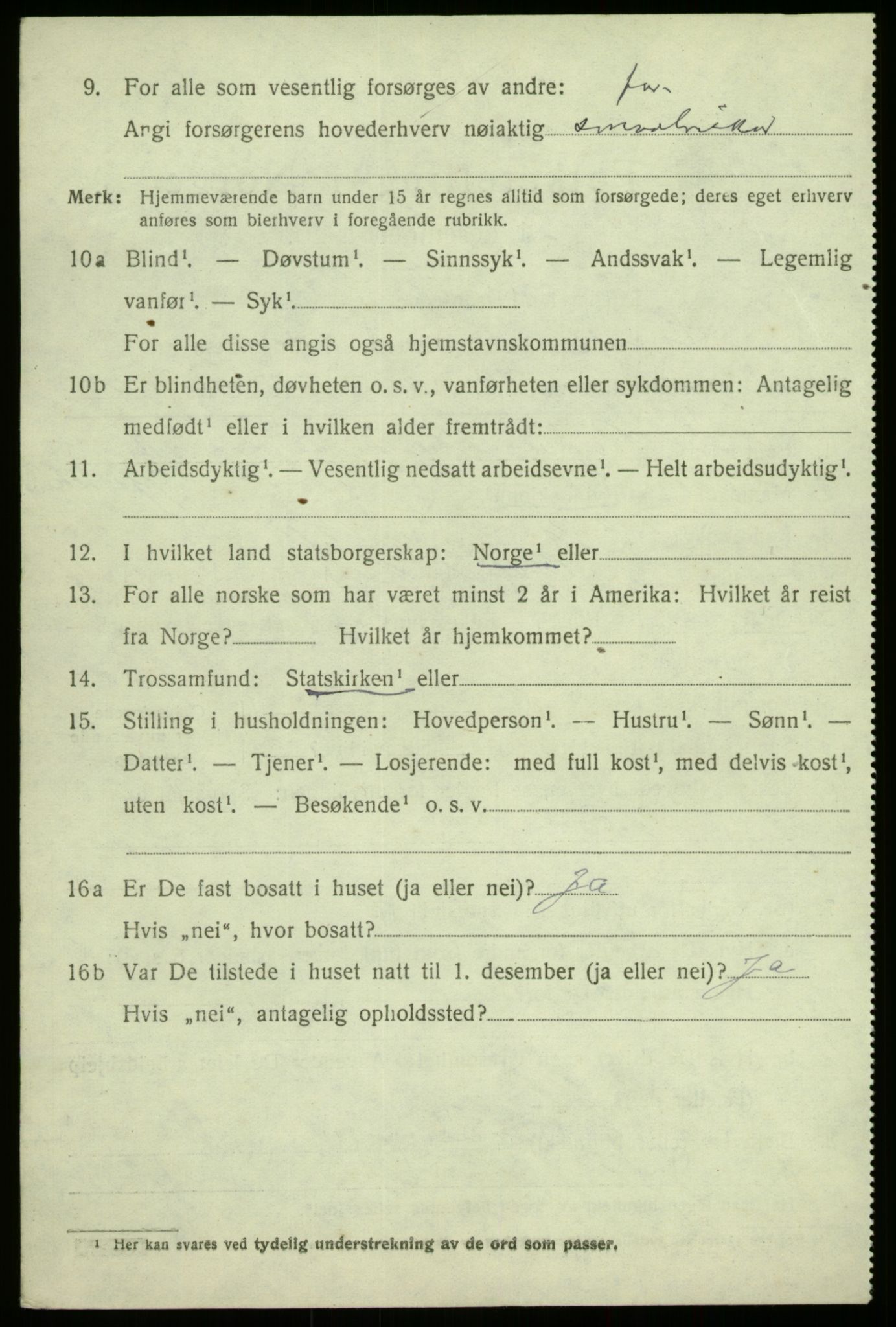 SAB, 1920 census for Lavik, 1920, p. 923