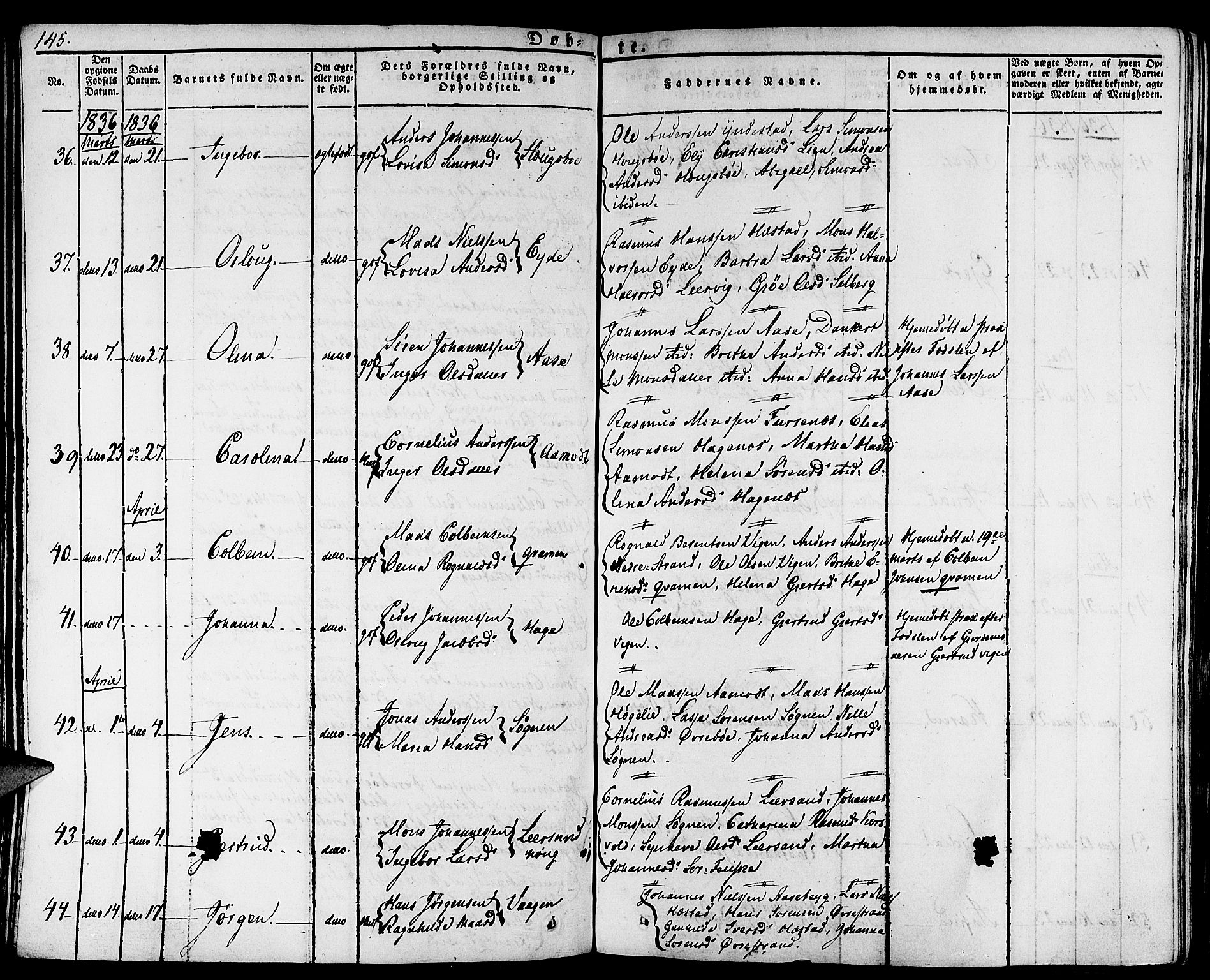 Gaular sokneprestembete, SAB/A-80001/H/Haa: Parish register (official) no. A 3, 1821-1840, p. 145