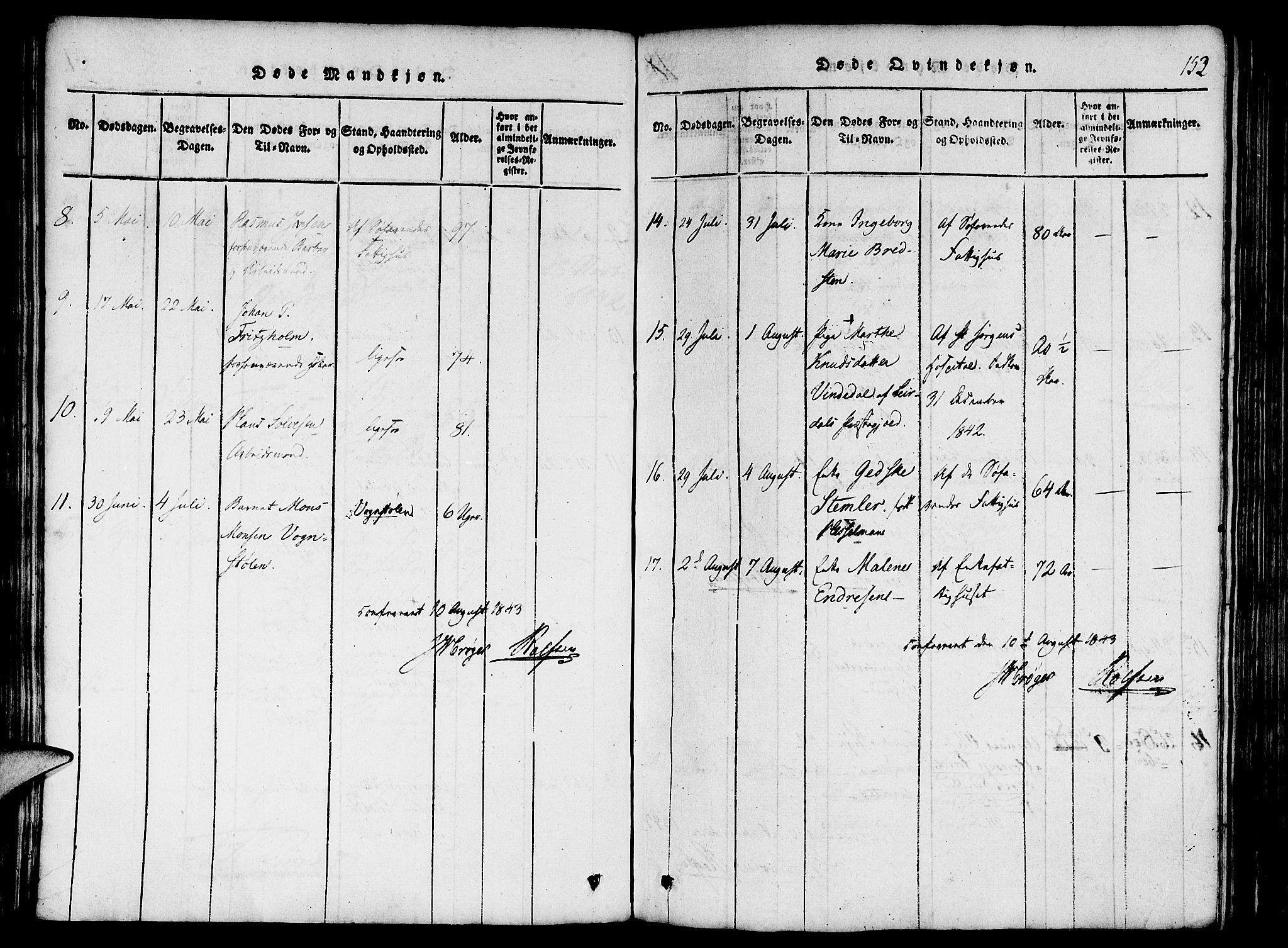 St. Jørgens hospital og Årstad sokneprestembete, AV/SAB-A-99934: Parish register (official) no. A 3, 1815-1843, p. 152