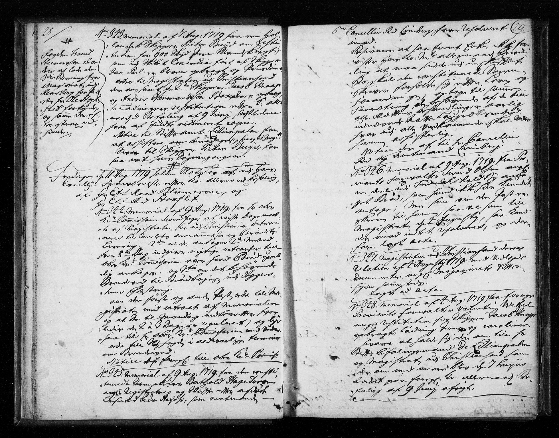 Stattholderembetet 1572-1771, AV/RA-EA-2870/Aa/L0010: Voteringsprotokoll (konseptprotokoll), 1719-1722, p. 28-29