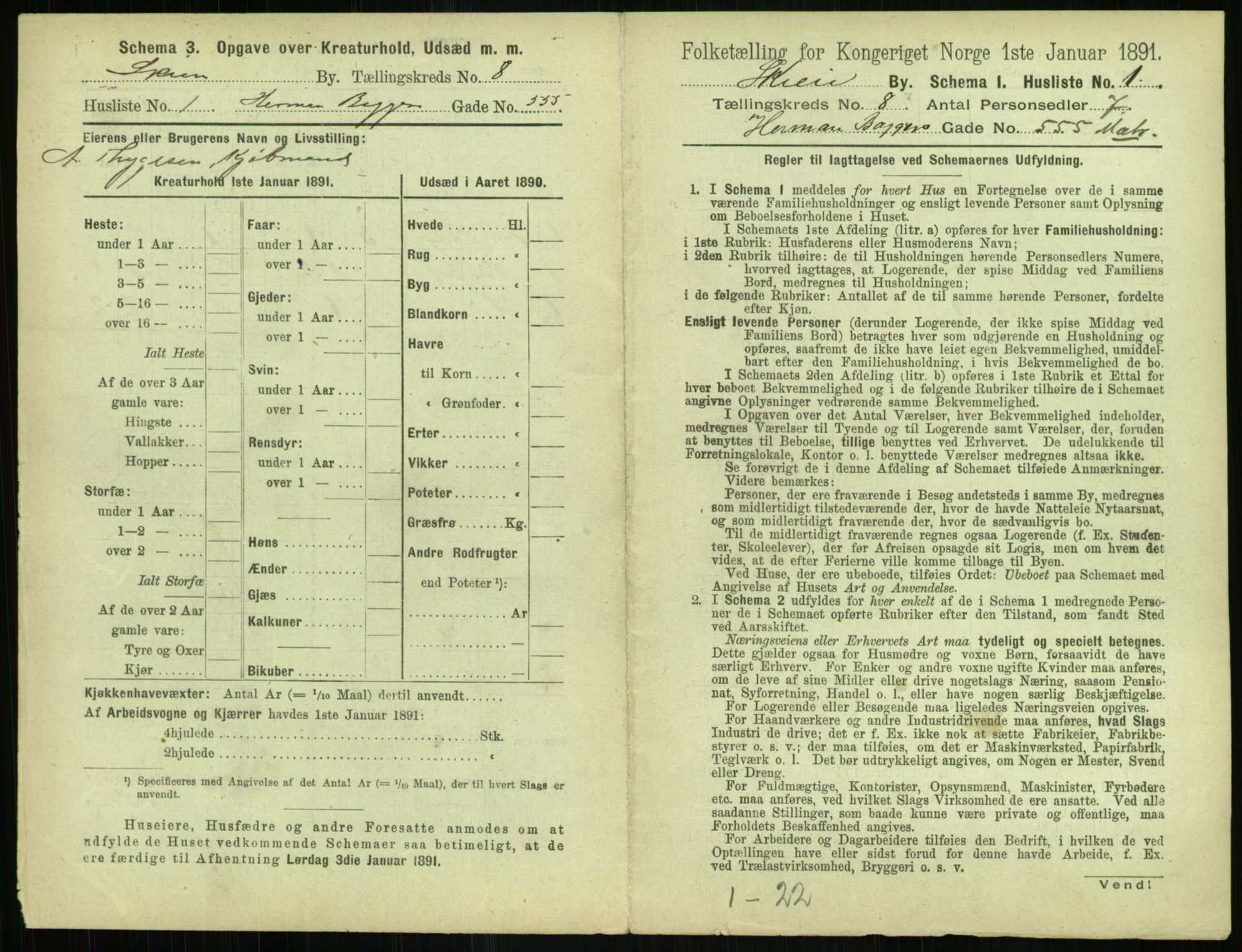 RA, 1891 census for 0806 Skien, 1891, p. 342