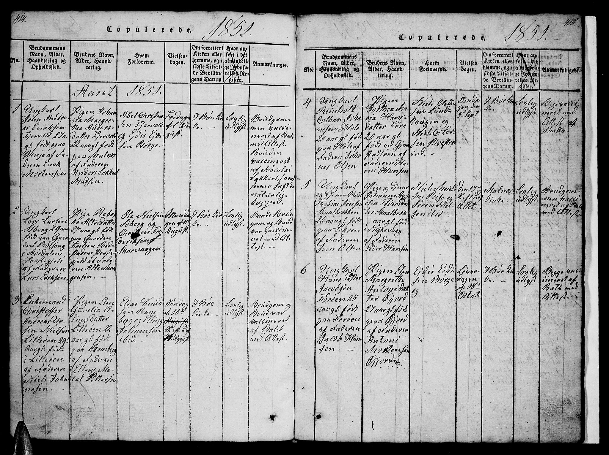 Ministerialprotokoller, klokkerbøker og fødselsregistre - Nordland, AV/SAT-A-1459/891/L1312: Parish register (copy) no. 891C01, 1820-1856, p. 414-415