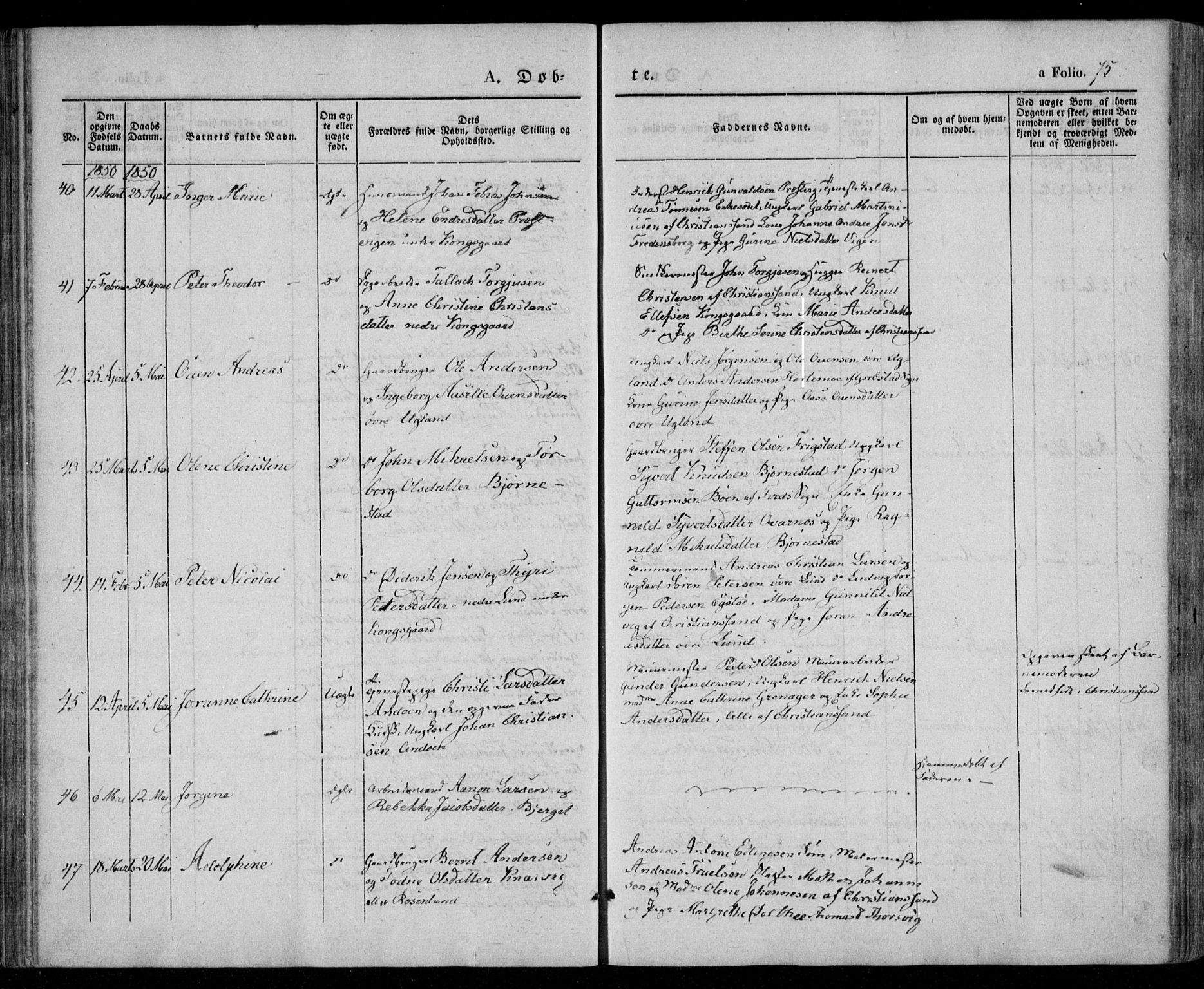 Oddernes sokneprestkontor, AV/SAK-1111-0033/F/Fa/Faa/L0006: Parish register (official) no. A 6, 1838-1851, p. 75