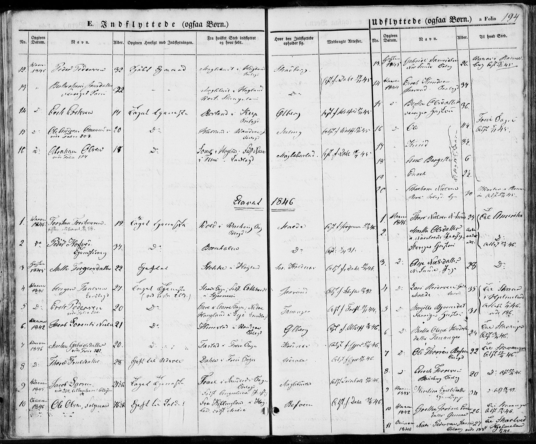 Håland sokneprestkontor, SAST/A-101802/001/30BA/L0006: Parish register (official) no. A 6, 1842-1853, p. 194