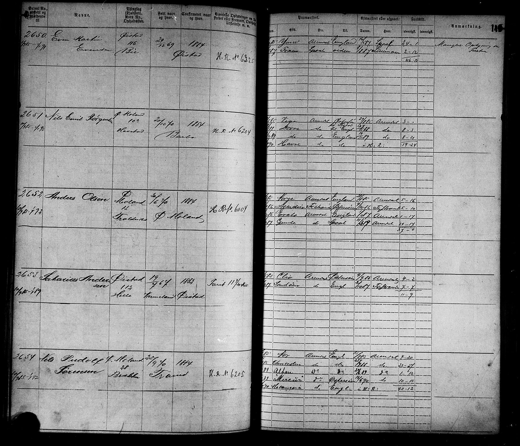 Arendal mønstringskrets, SAK/2031-0012/F/Fa/L0003: Annotasjonsrulle nr 1911-3827 med register, S-3, 1880-1892, p. 178