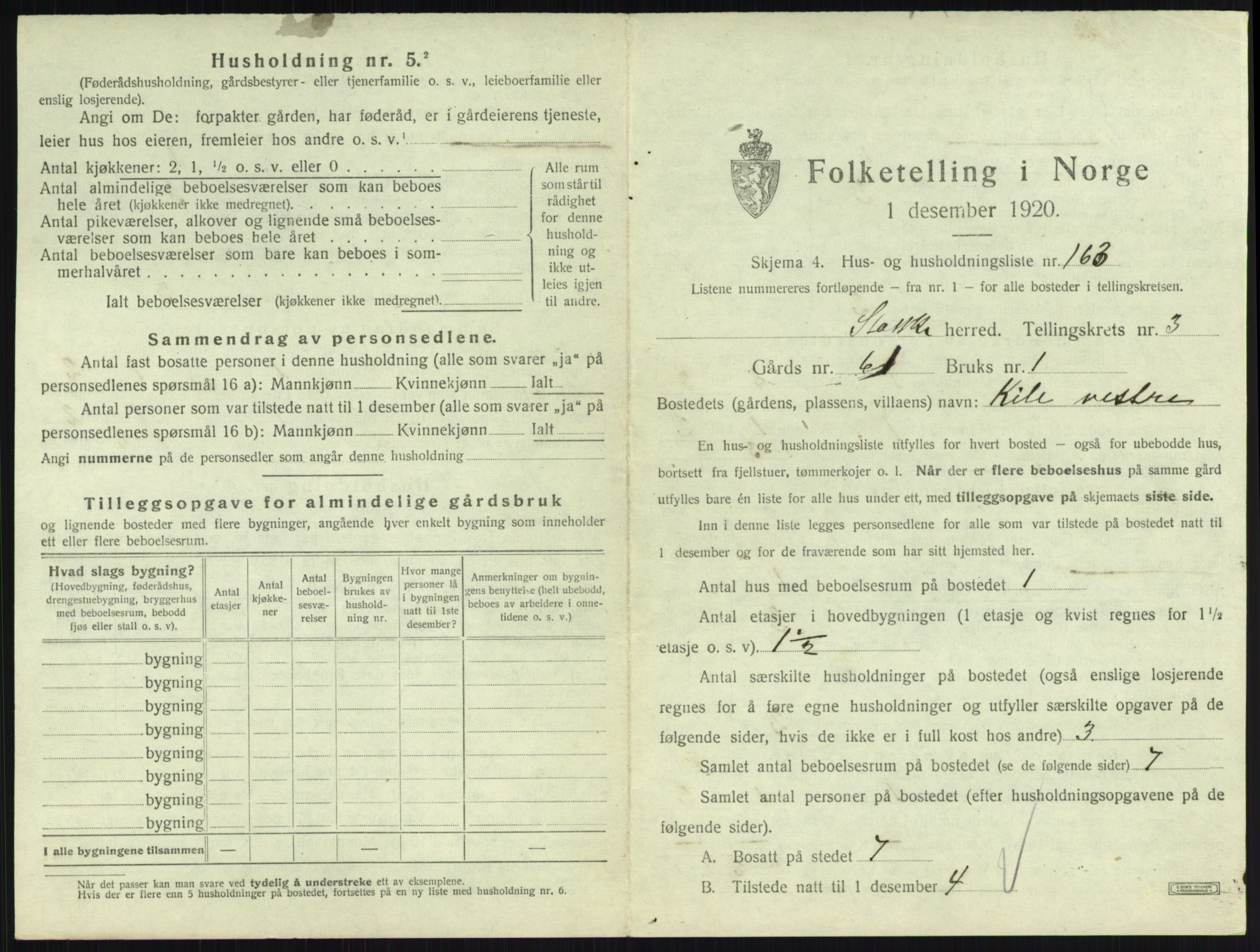 SAKO, 1920 census for Stokke, 1920, p. 799