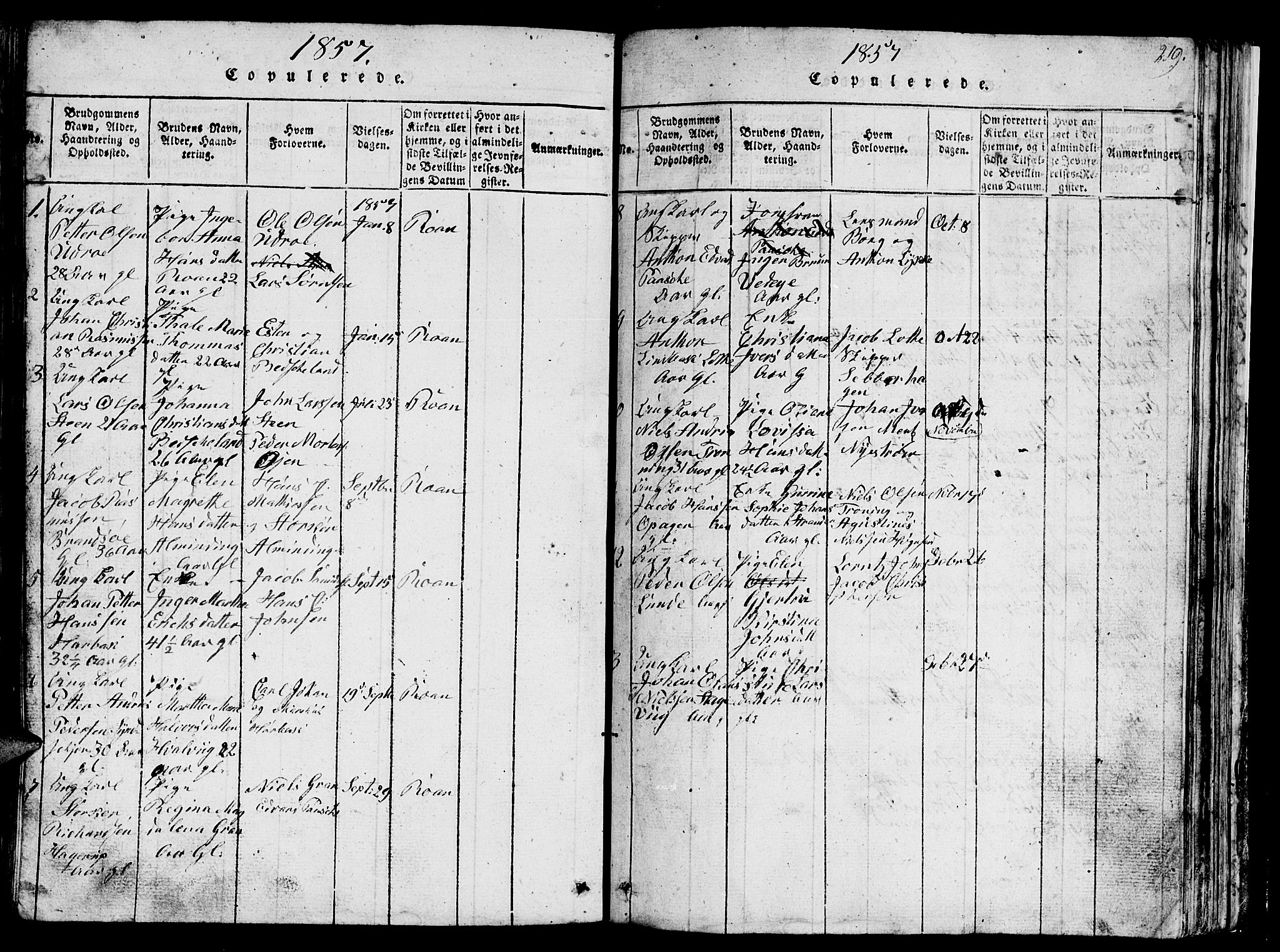 Ministerialprotokoller, klokkerbøker og fødselsregistre - Sør-Trøndelag, SAT/A-1456/657/L0714: Parish register (copy) no. 657C01, 1818-1868, p. 219