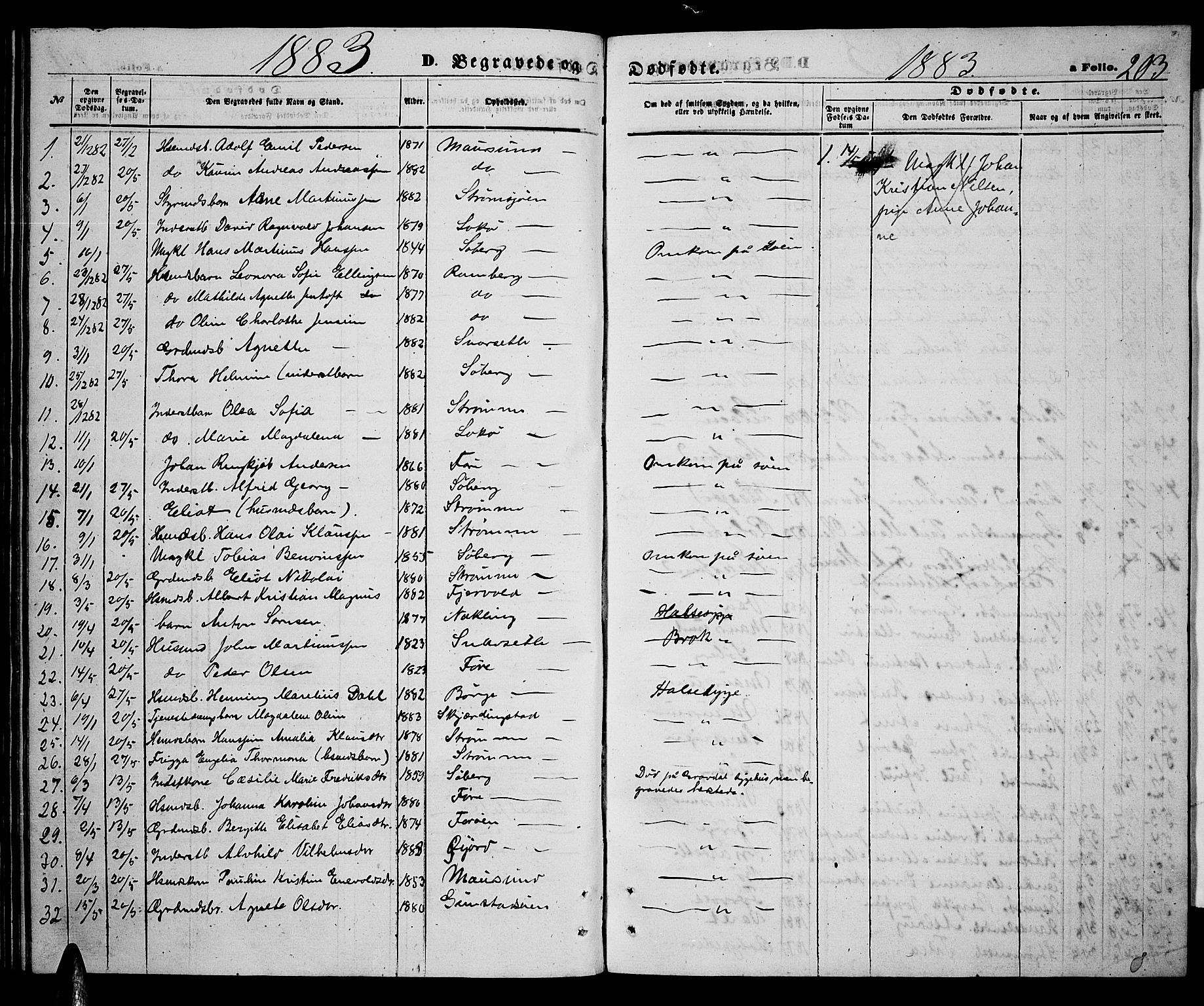 Ministerialprotokoller, klokkerbøker og fødselsregistre - Nordland, SAT/A-1459/891/L1314: Parish register (copy) no. 891C03, 1870-1885, p. 203