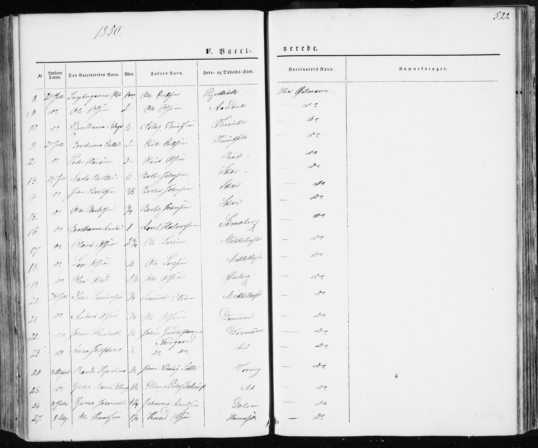 Ministerialprotokoller, klokkerbøker og fødselsregistre - Møre og Romsdal, AV/SAT-A-1454/586/L0984: Parish register (official) no. 586A10, 1844-1856, p. 522