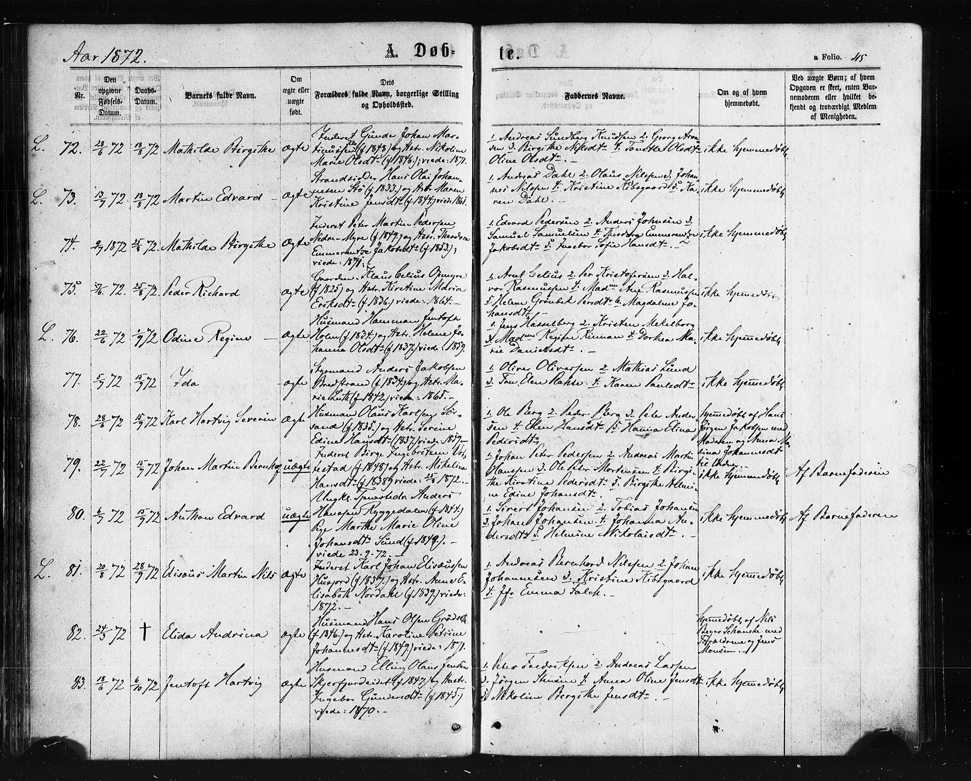 Ministerialprotokoller, klokkerbøker og fødselsregistre - Nordland, AV/SAT-A-1459/893/L1334: Parish register (official) no. 893A07, 1867-1877, p. 45