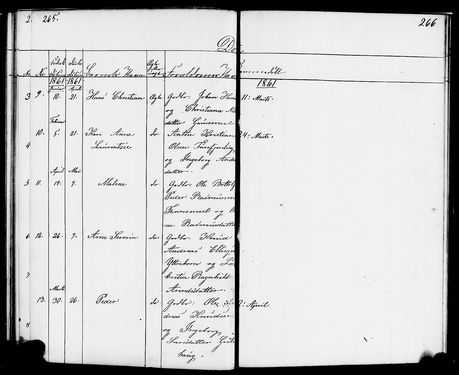 Hornindal sokneprestembete, AV/SAB-A-82401/H/Haa/Haaa/L0001: Parish register (official) no. A 1, 1837-1866, p. 266-267