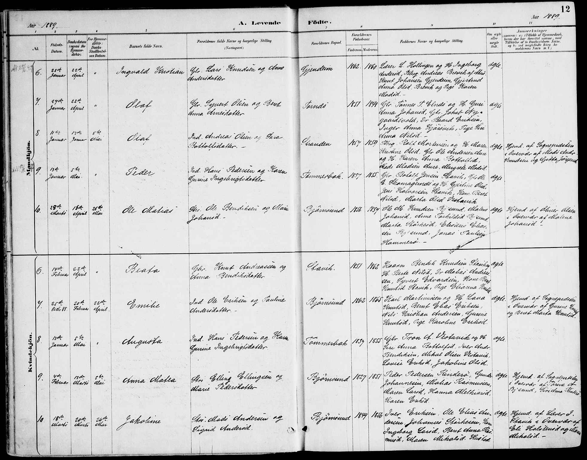 Ministerialprotokoller, klokkerbøker og fødselsregistre - Møre og Romsdal, AV/SAT-A-1454/565/L0750: Parish register (official) no. 565A04, 1887-1905, p. 12