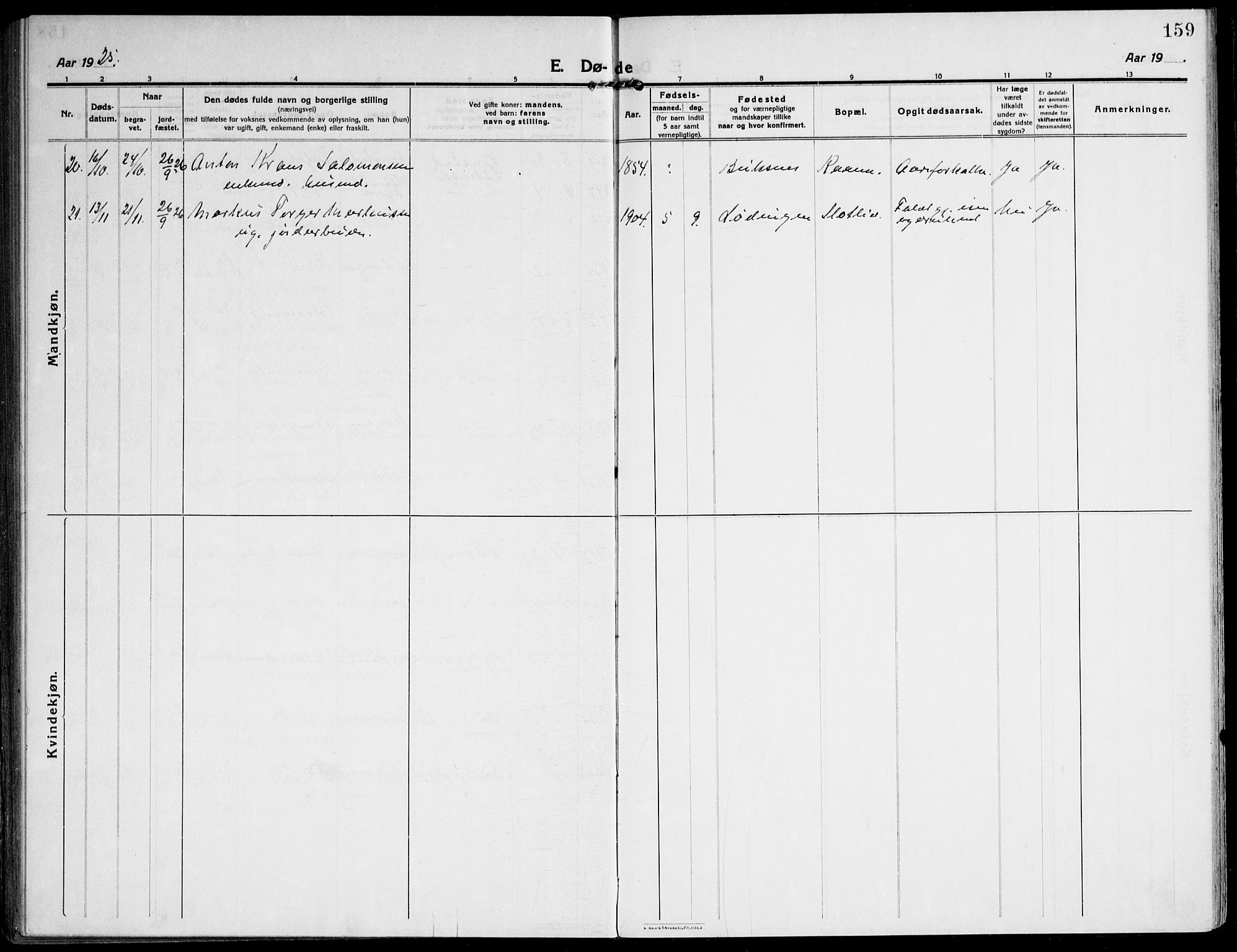 Ministerialprotokoller, klokkerbøker og fødselsregistre - Nordland, AV/SAT-A-1459/872/L1037: Parish register (official) no. 872A12, 1914-1925, p. 159