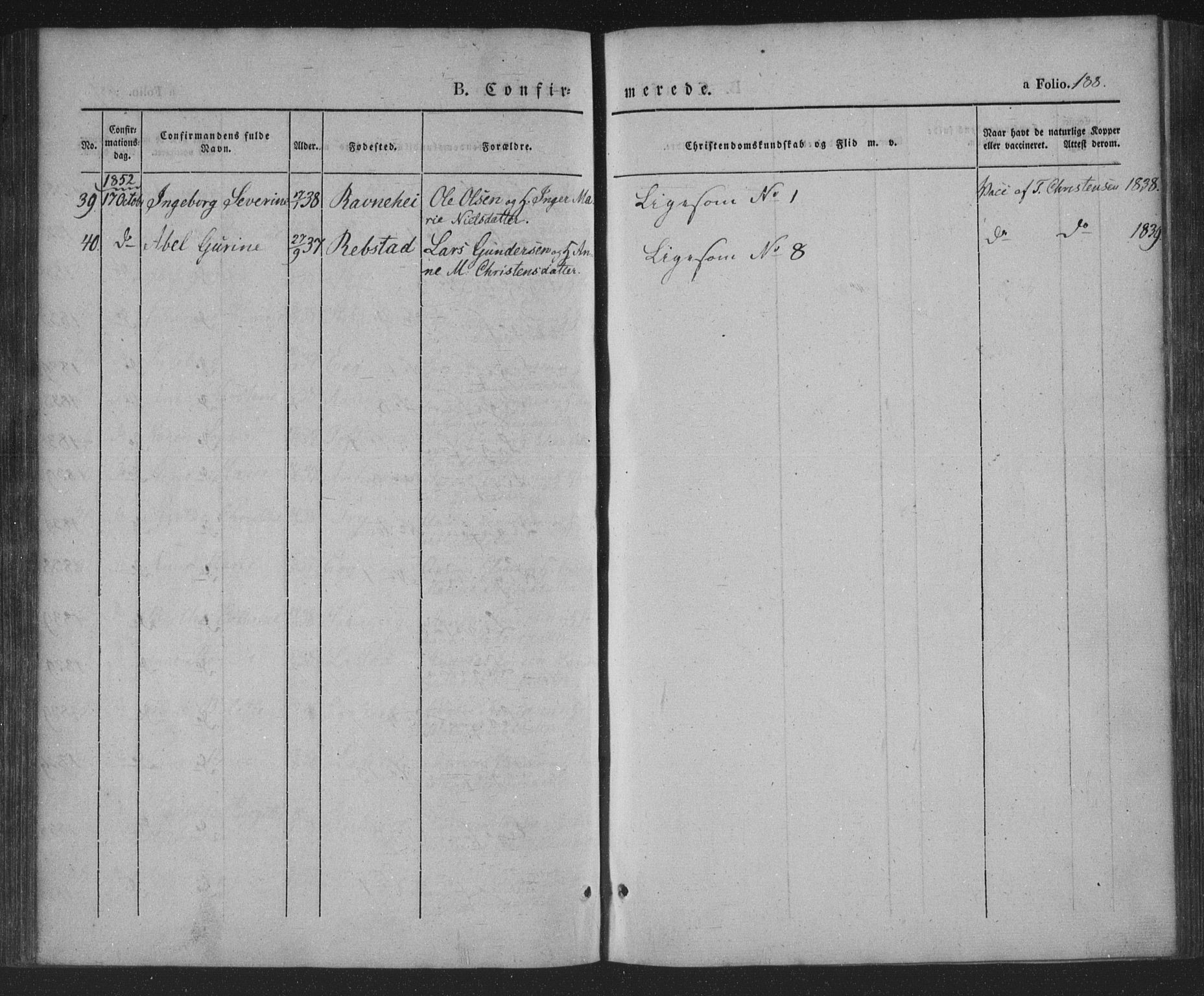 Søgne sokneprestkontor, AV/SAK-1111-0037/F/Fa/Fab/L0009: Parish register (official) no. A 9, 1838-1853, p. 188