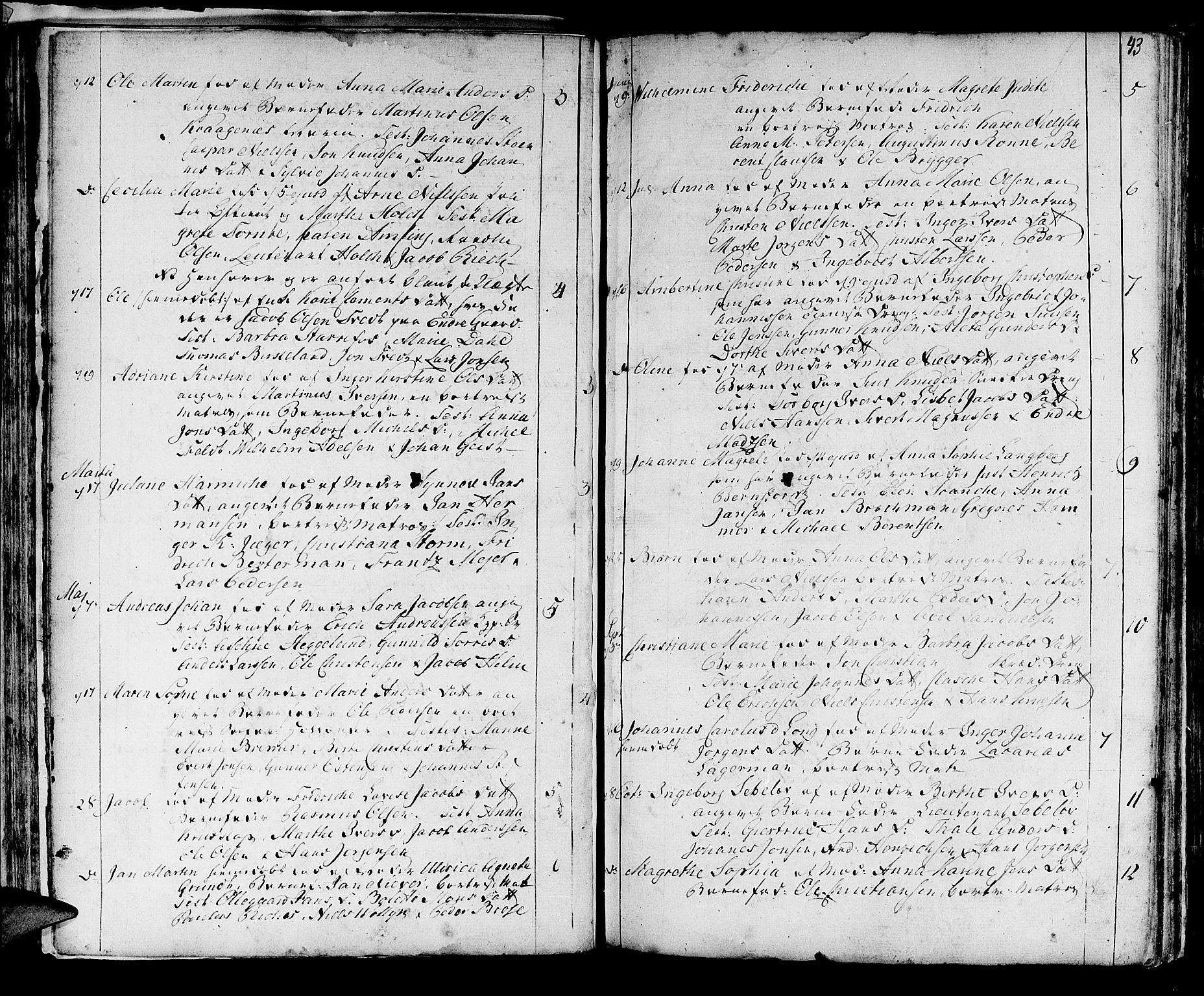 Domkirken sokneprestembete, SAB/A-74801/H/Haa/L0004: Parish register (official) no. A 4, 1763-1820, p. 43