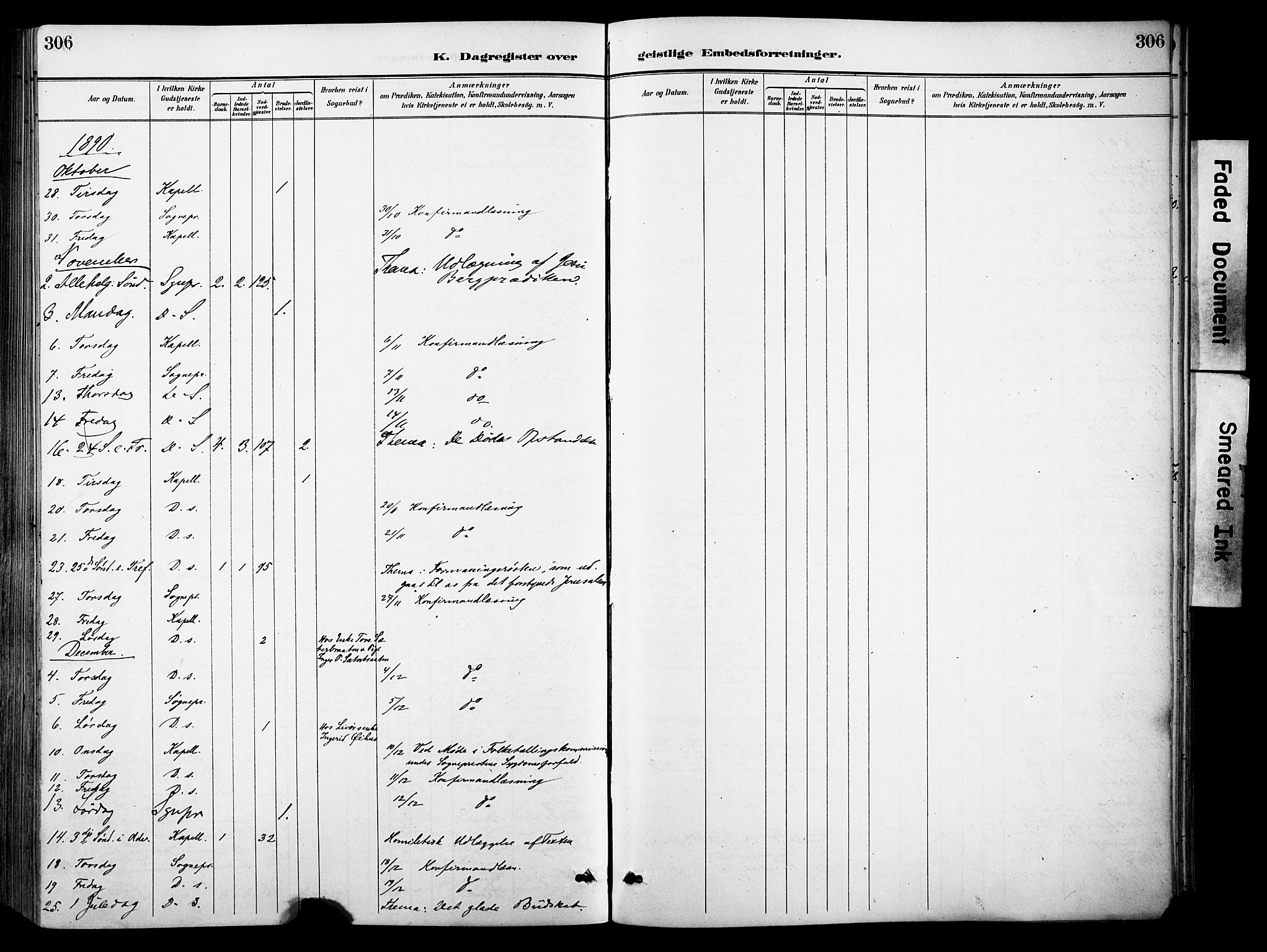 Sør-Aurdal prestekontor, SAH/PREST-128/H/Ha/Haa/L0009: Parish register (official) no. 9, 1886-1906, p. 306