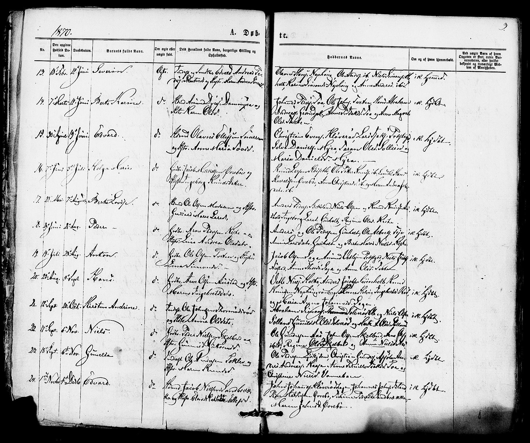 Siljan kirkebøker, AV/SAKO-A-300/F/Fa/L0002: Parish register (official) no. 2, 1870-1895, p. 3