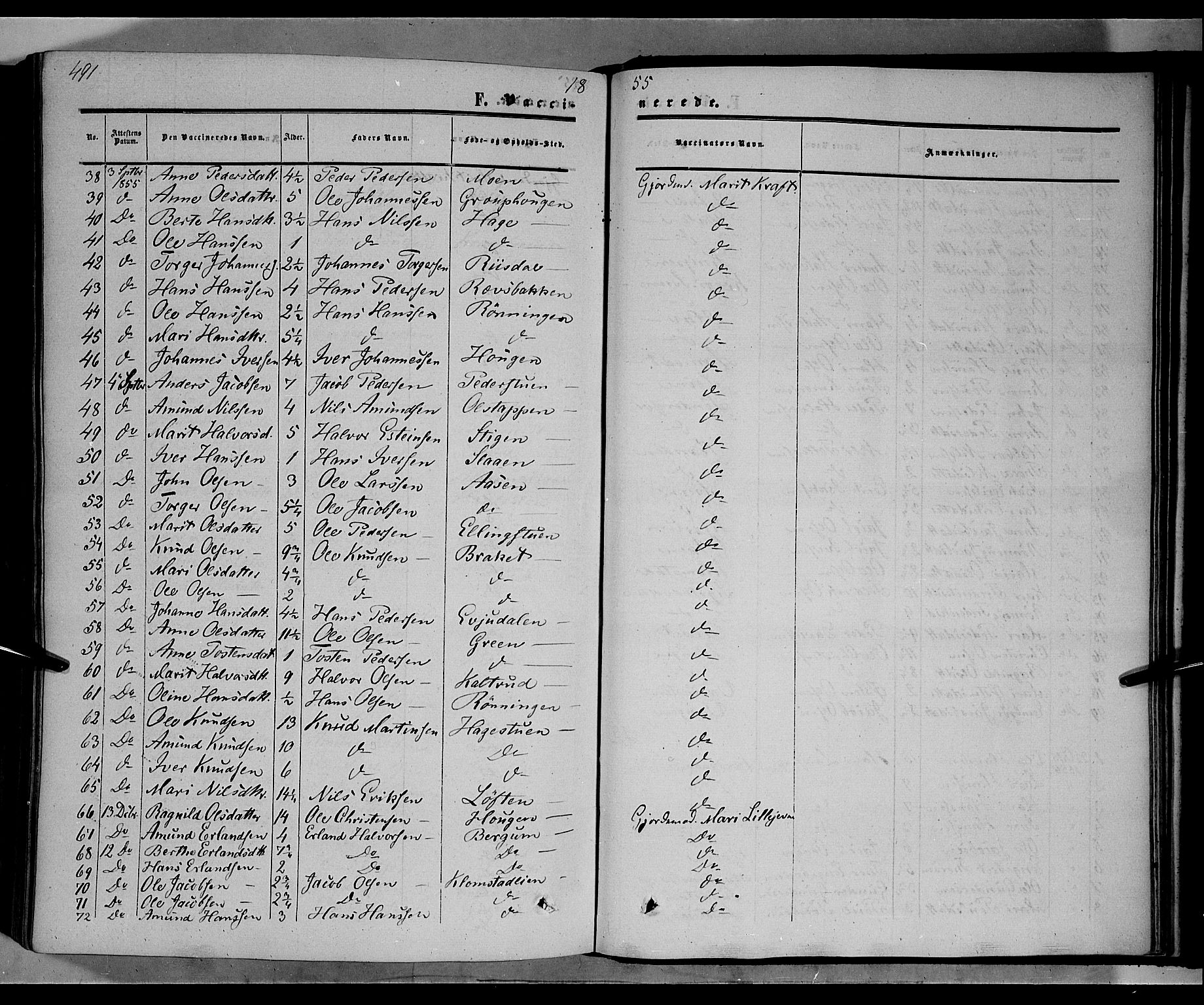 Nord-Fron prestekontor, SAH/PREST-080/H/Ha/Haa/L0001: Parish register (official) no. 1, 1851-1864, p. 491