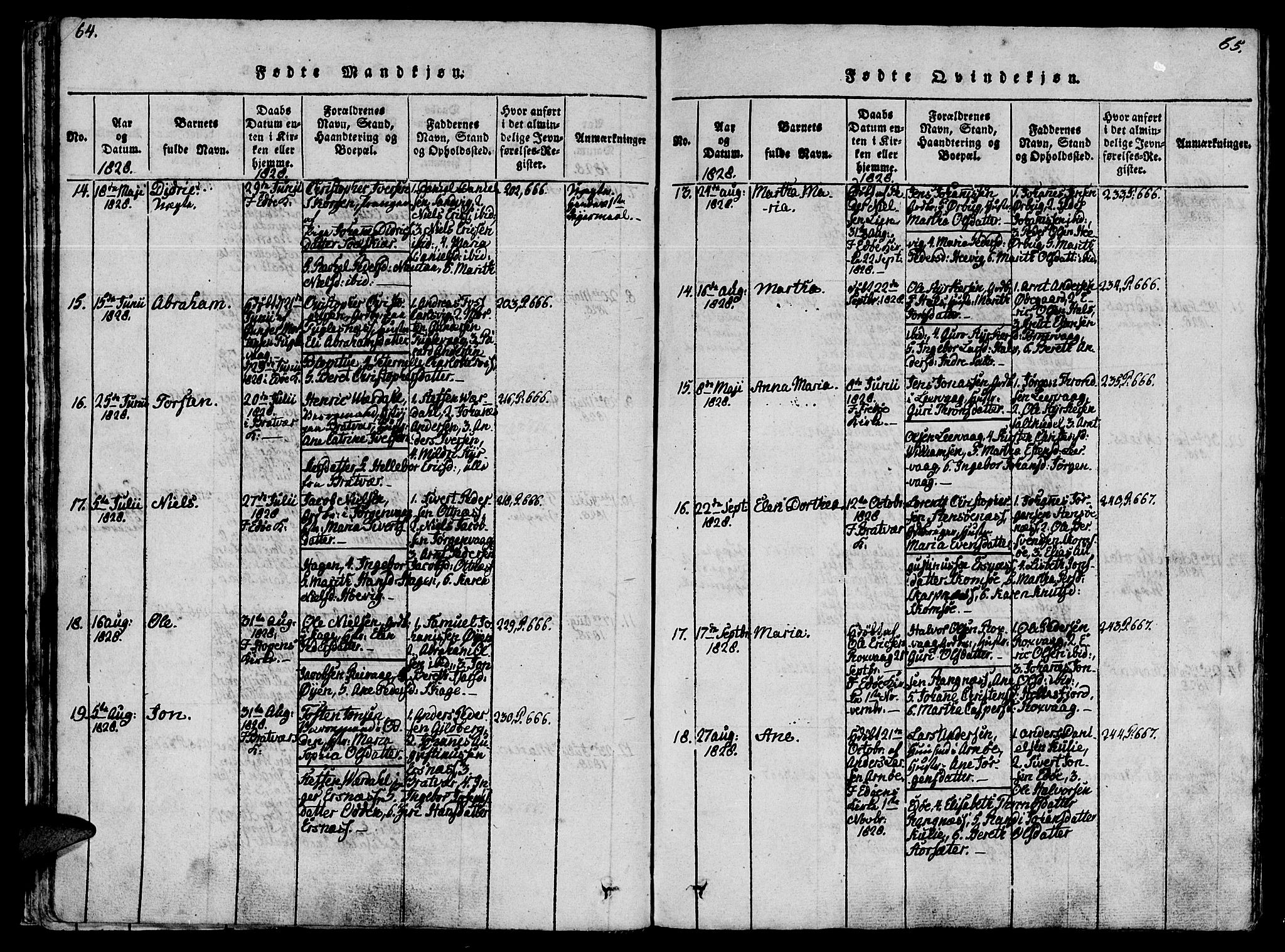 Ministerialprotokoller, klokkerbøker og fødselsregistre - Møre og Romsdal, AV/SAT-A-1454/581/L0933: Parish register (official) no. 581A03 /1, 1819-1836, p. 64-65