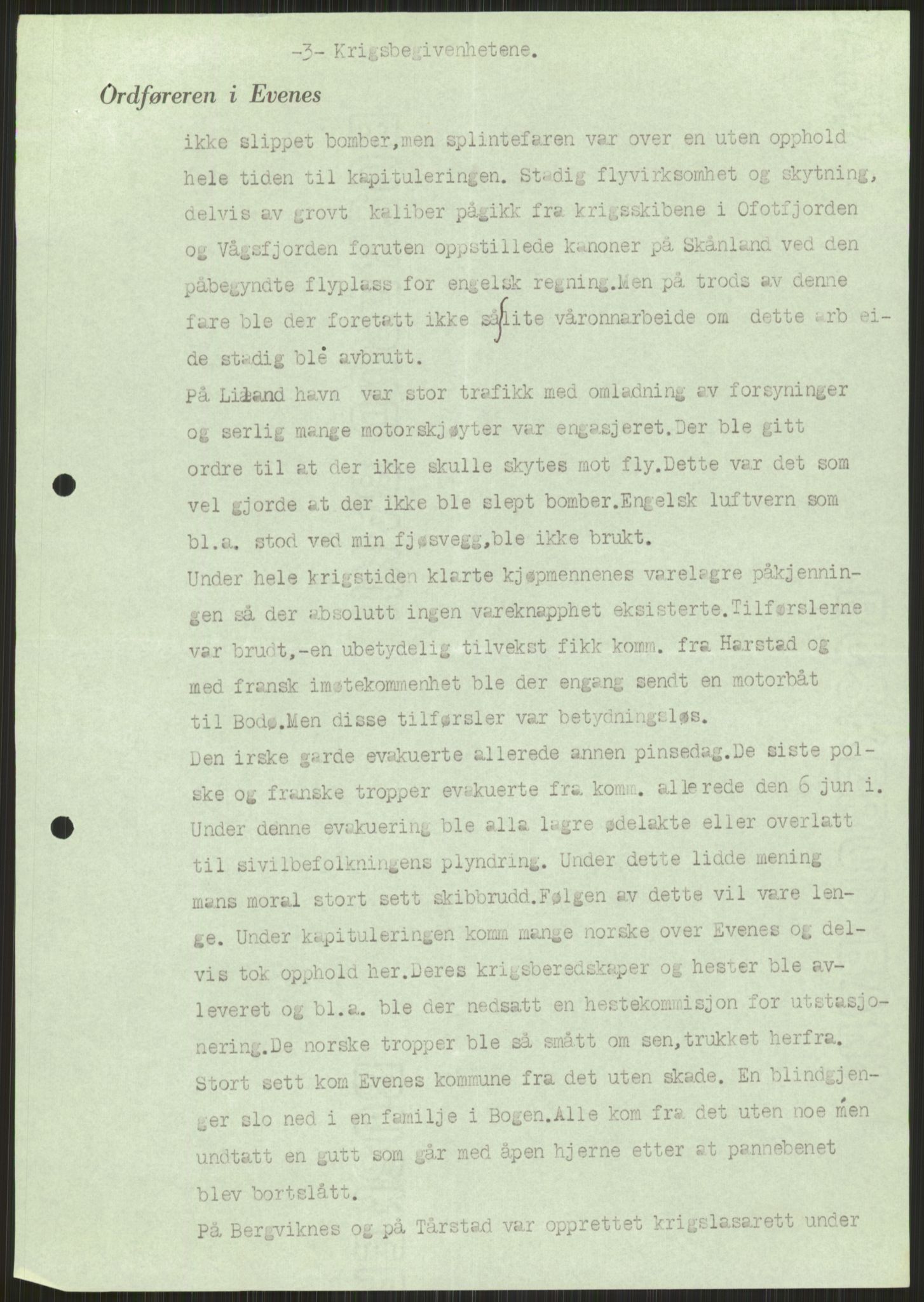 Forsvaret, Forsvarets krigshistoriske avdeling, AV/RA-RAFA-2017/Y/Ya/L0017: II-C-11-31 - Fylkesmenn.  Rapporter om krigsbegivenhetene 1940., 1940, p. 138