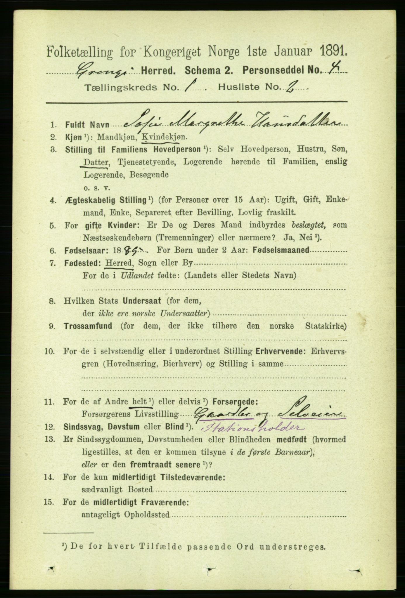 RA, 1891 census for 1742 Grong, 1891, p. 138