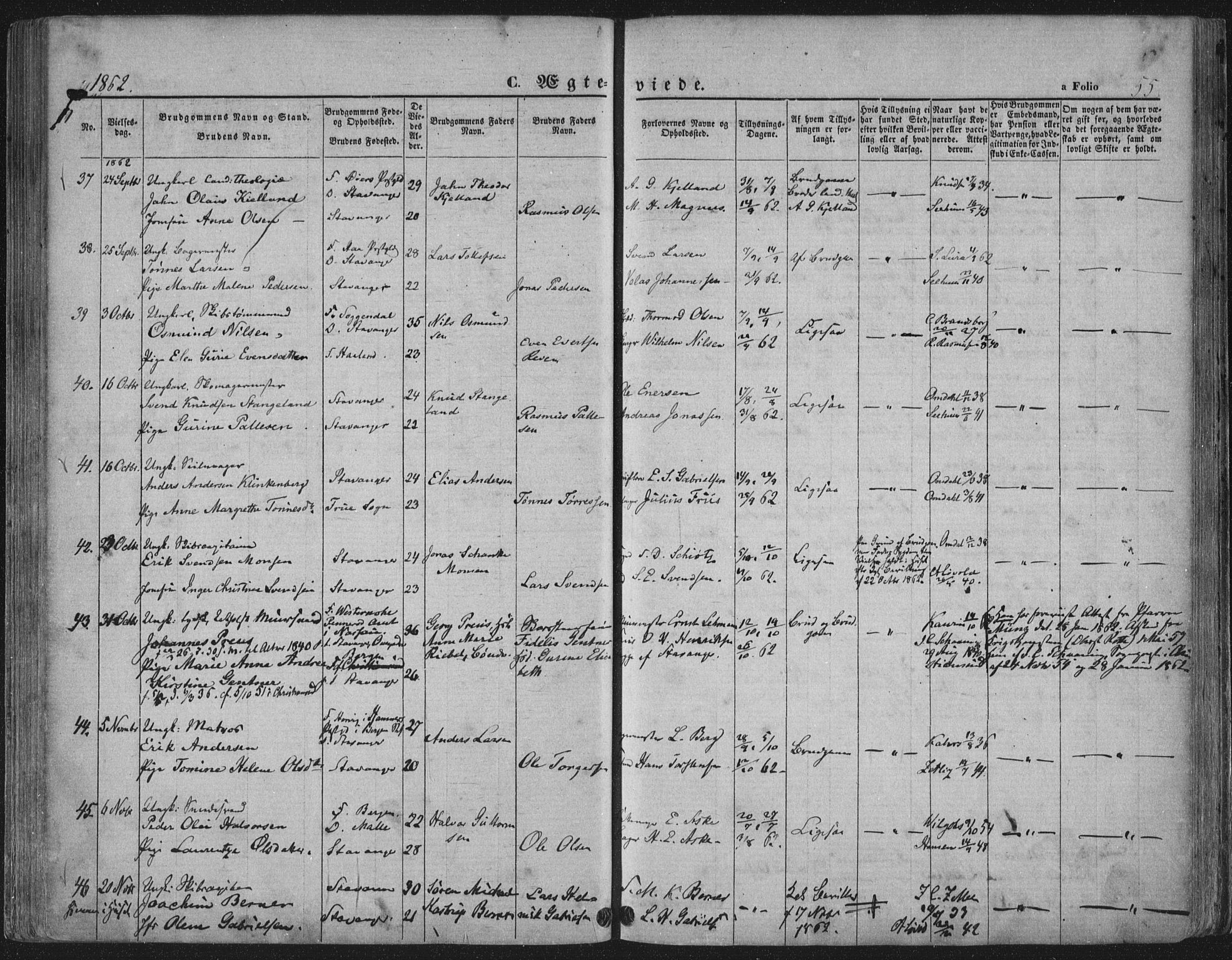 Domkirken sokneprestkontor, SAST/A-101812/001/30/30BA/L0019: Parish register (official) no. A 18, 1857-1877, p. 55