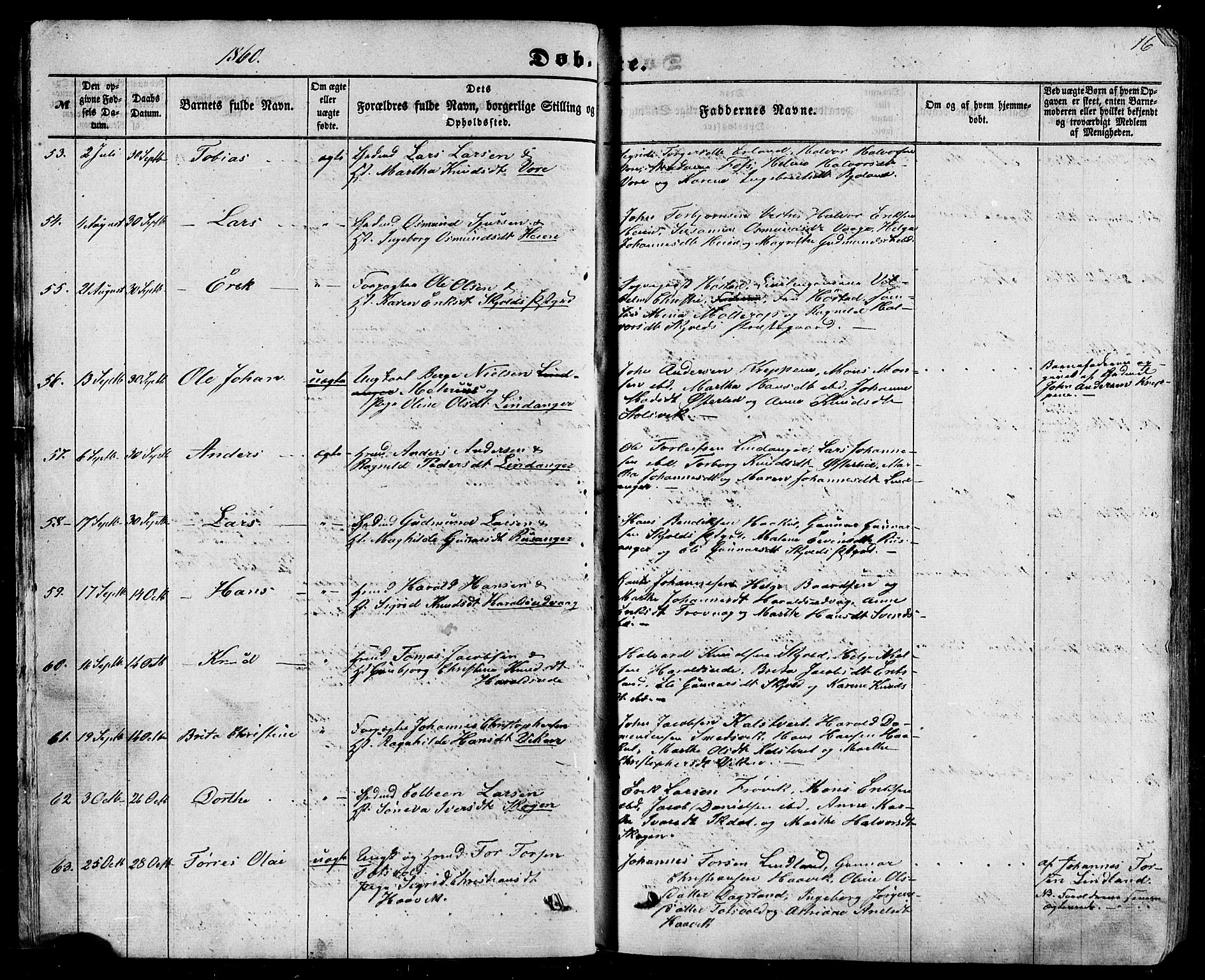 Skjold sokneprestkontor, AV/SAST-A-101847/H/Ha/Haa/L0008: Parish register (official) no. A 8, 1856-1882, p. 16