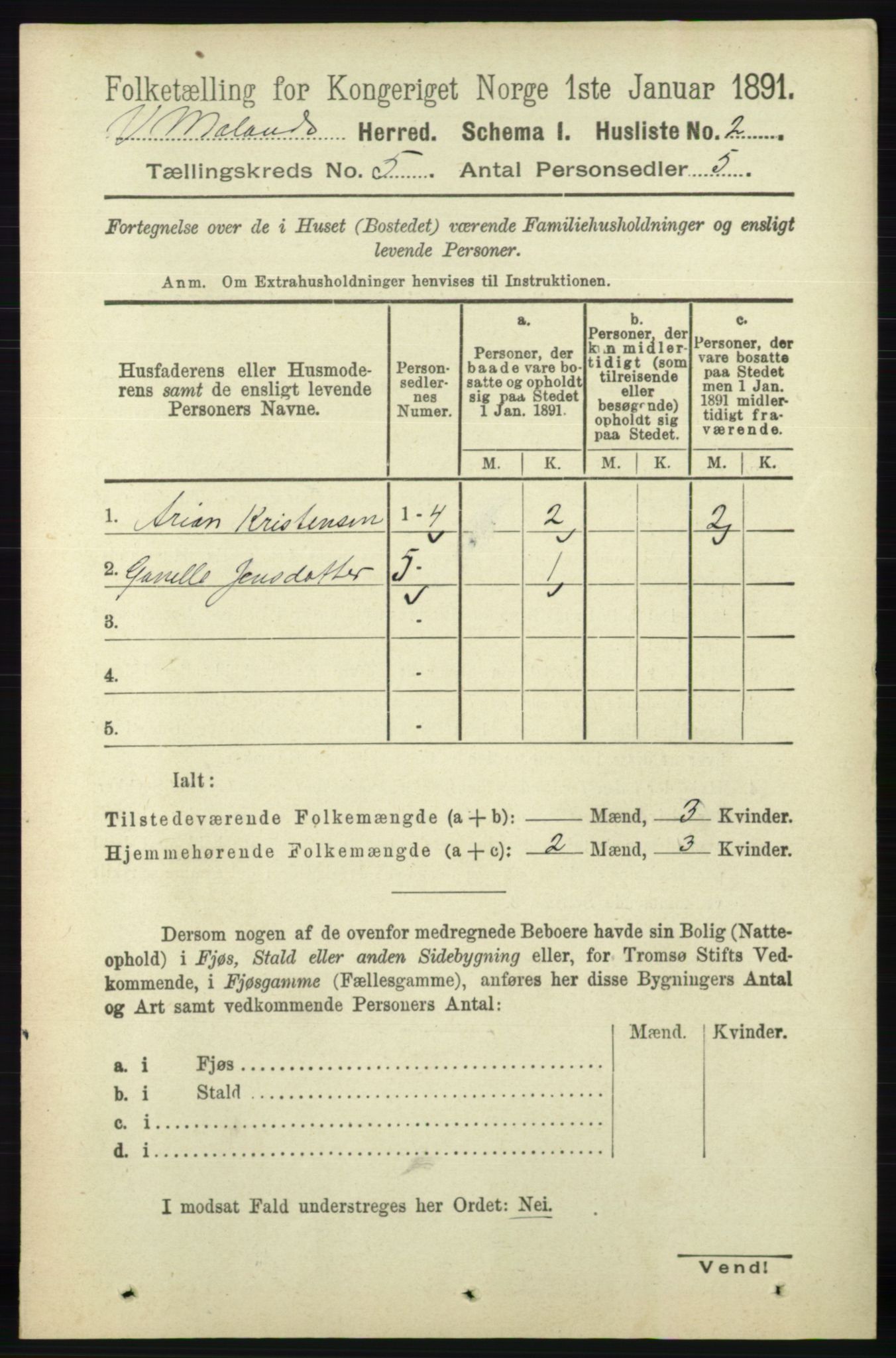 RA, 1891 census for 0926 Vestre Moland, 1891, p. 1753