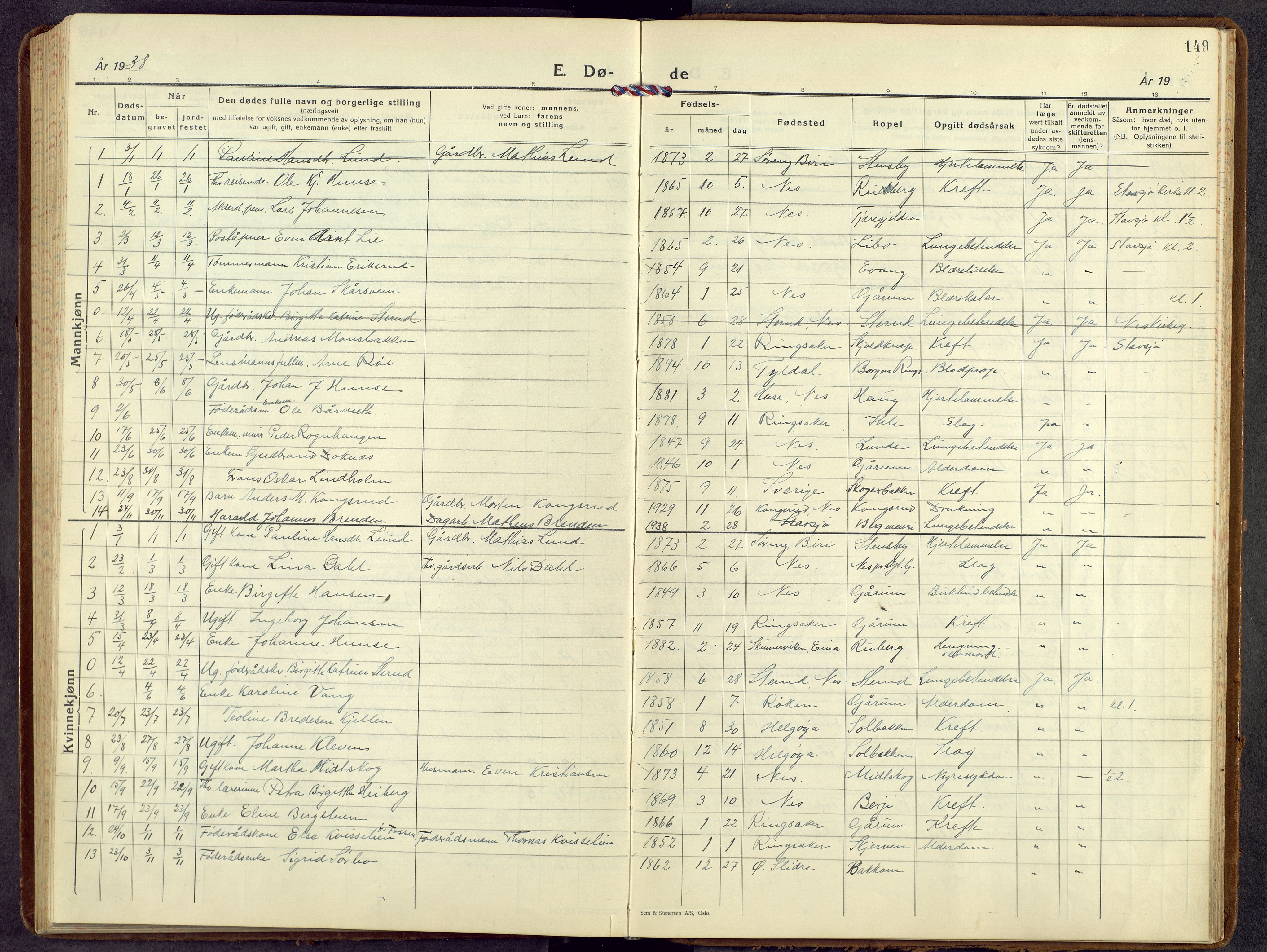 Nes prestekontor, Hedmark, SAH/PREST-020/L/La/L0012: Parish register (copy) no. 12, 1936-1958, p. 149