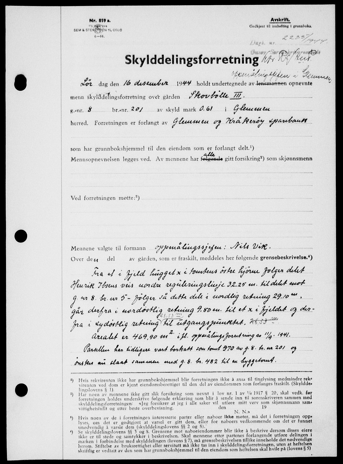 Onsøy sorenskriveri, SAO/A-10474/G/Ga/Gab/L0014: Mortgage book no. II A-14, 1944-1945, Diary no: : 2235/1944