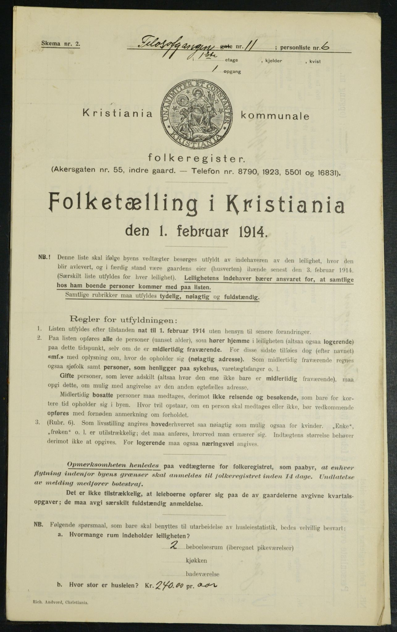 OBA, Municipal Census 1914 for Kristiania, 1914, p. 24431