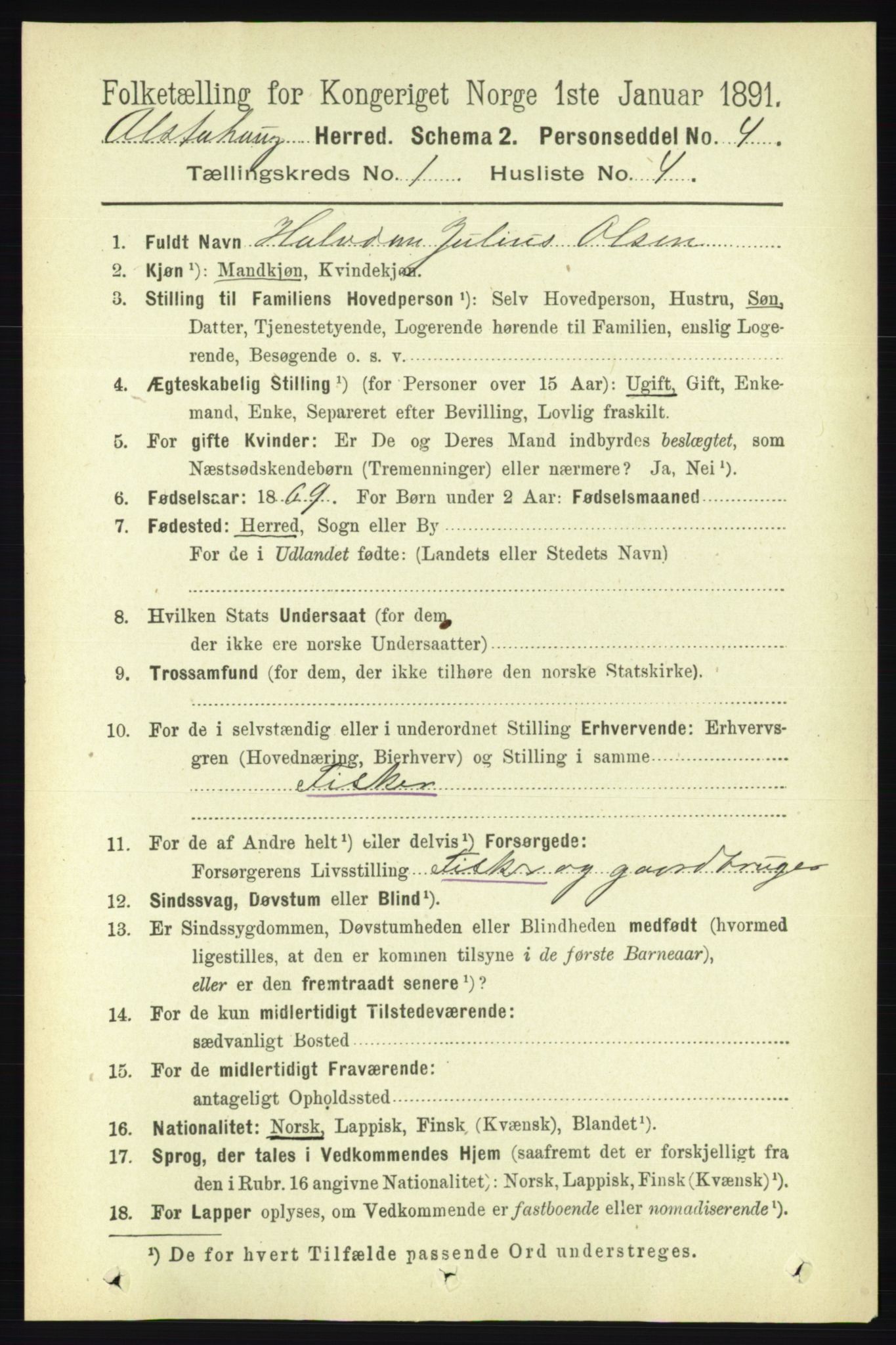 RA, 1891 census for 1820 Alstahaug, 1891, p. 107