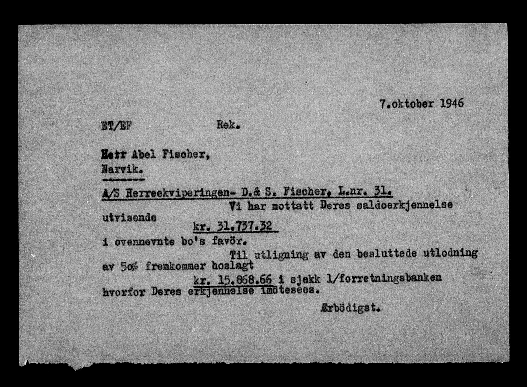 Justisdepartementet, Tilbakeføringskontoret for inndratte formuer, AV/RA-S-1564/H/Hc/Hcb/L0913: --, 1945-1947, p. 30