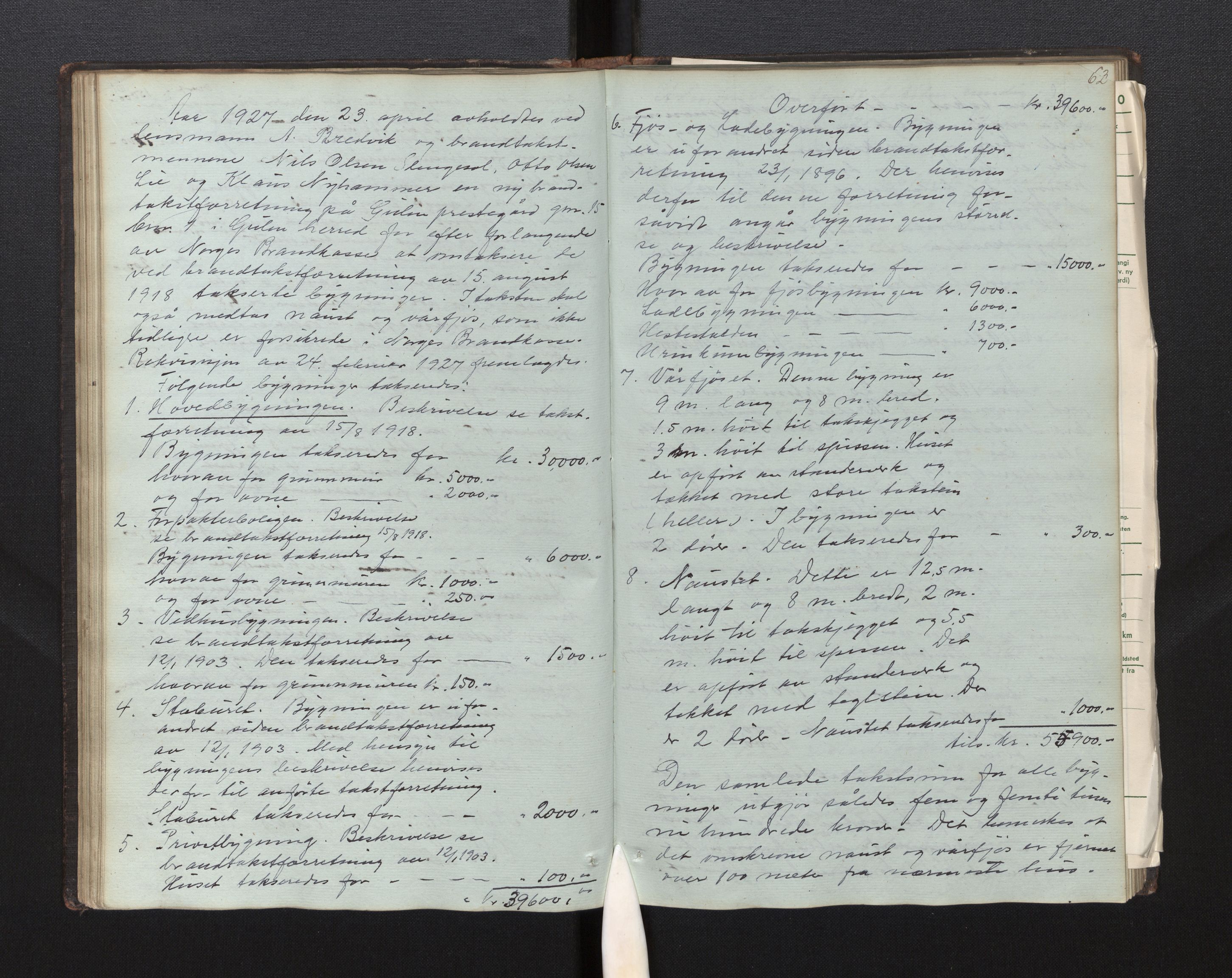 Lensmannen i Gulen, SAB/A-27901/0012/L0001: Branntakstprotokoll, 1846-1943, p. 61b-62a