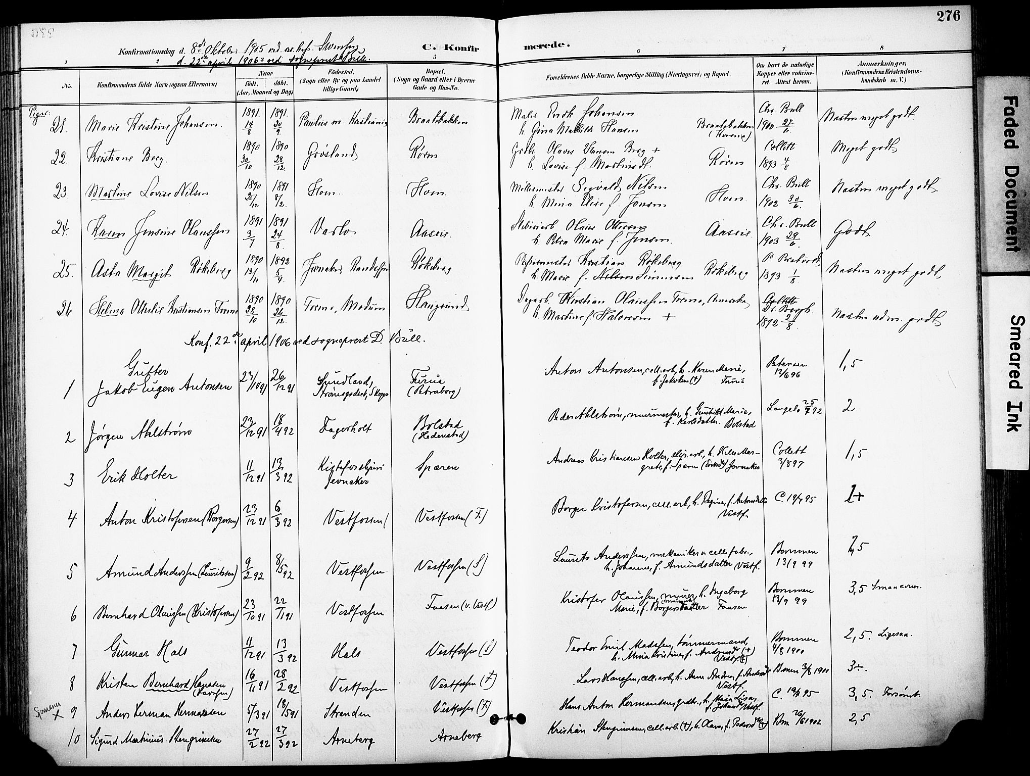 Eiker kirkebøker, AV/SAKO-A-4/F/Fb/L0003: Parish register (official) no. II 3, 1896-1942, p. 276