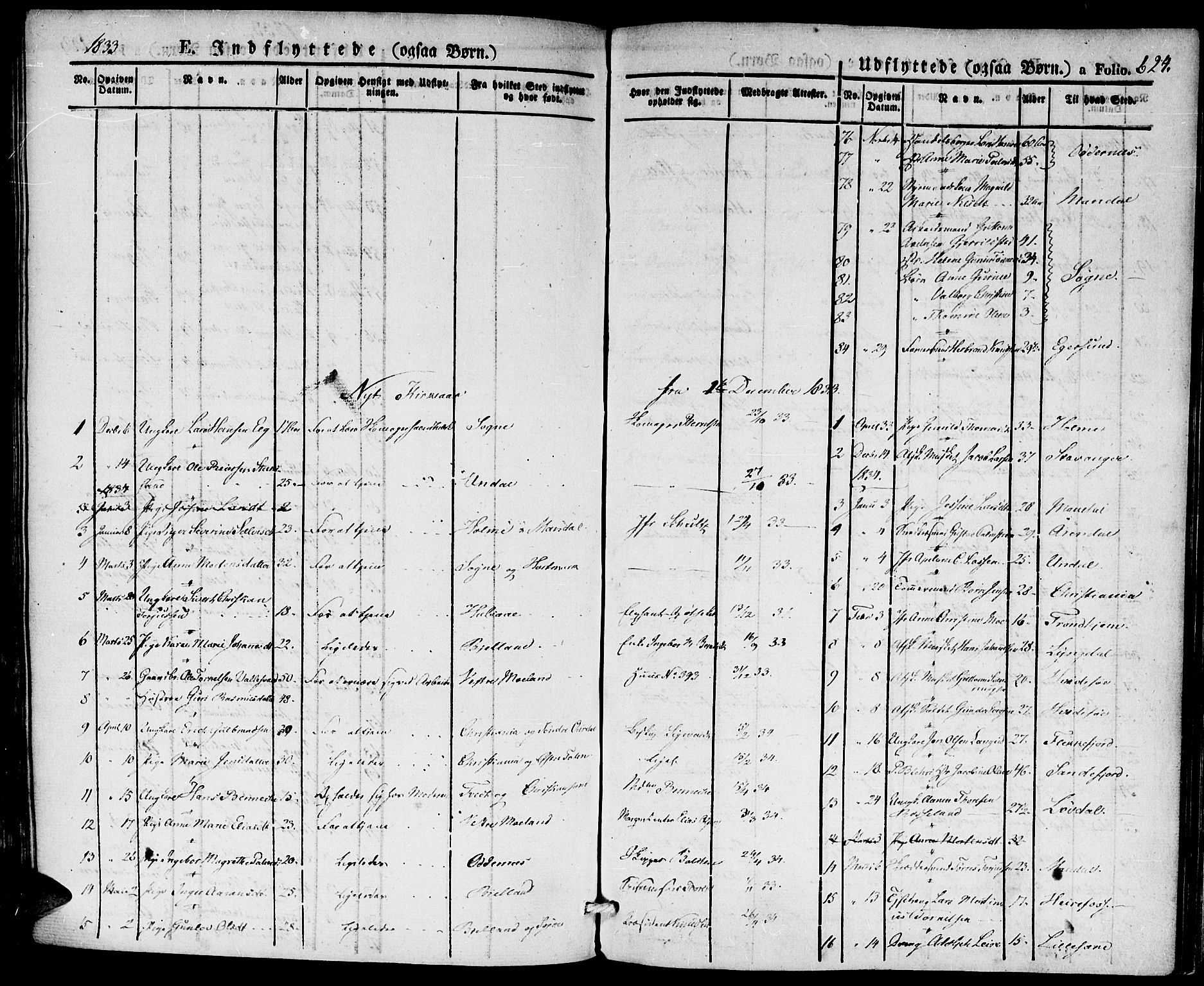 Kristiansand domprosti, SAK/1112-0006/F/Fa/L0011: Parish register (official) no. A 11, 1827-1841, p. 624